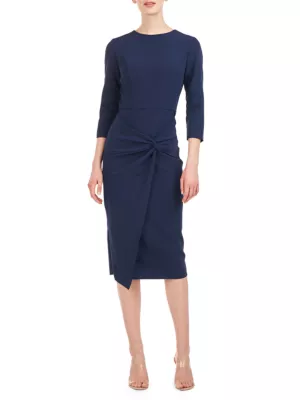 Shop Kay Unger Cordelia Stretch-Crepe Twist-Front Midi-Dress | Saks Fifth  Avenue