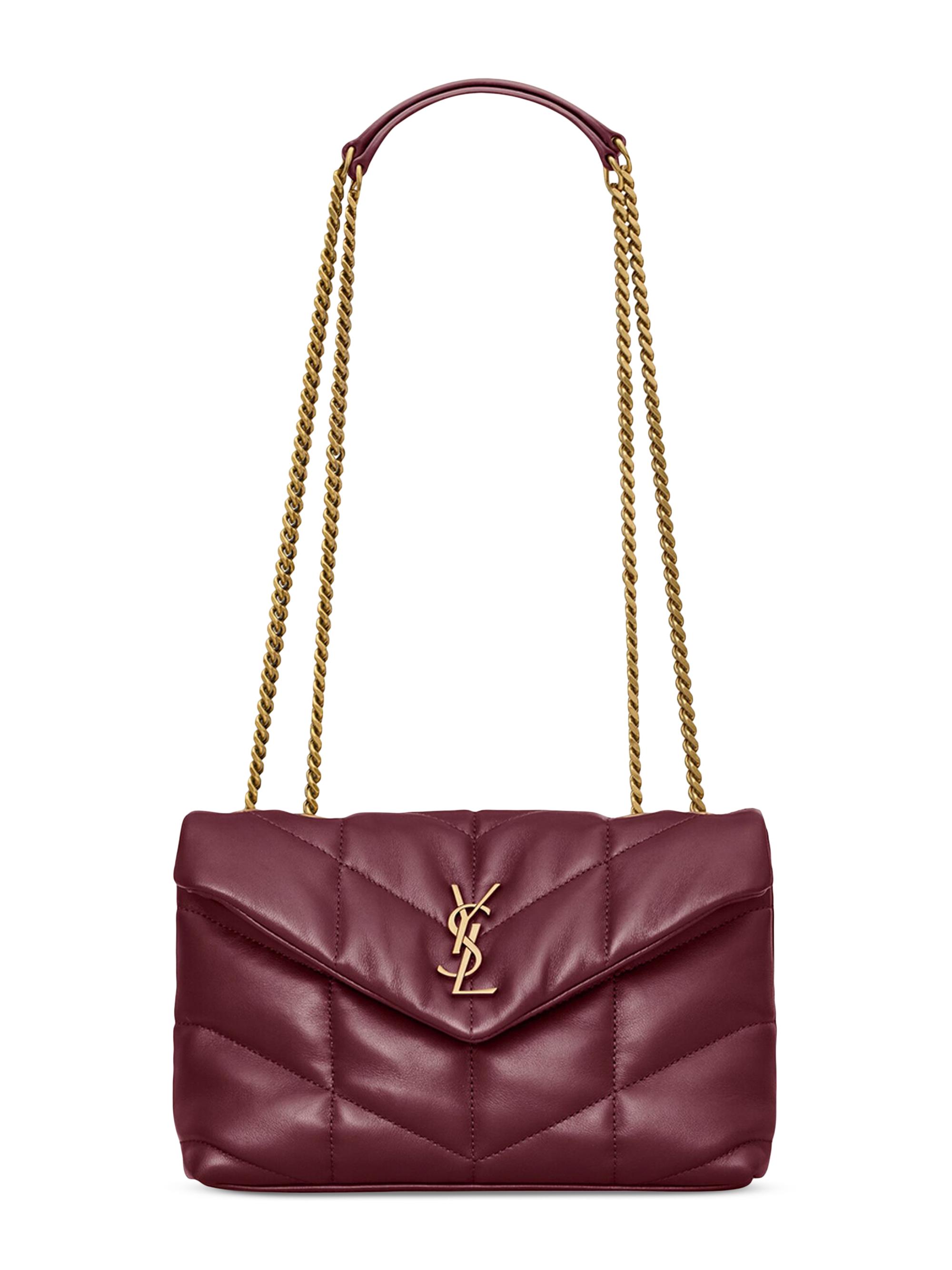 Saint Laurent Women's Puffer Toy Shoulder Bag in Quilted Lambskin - Rouge Cabernet