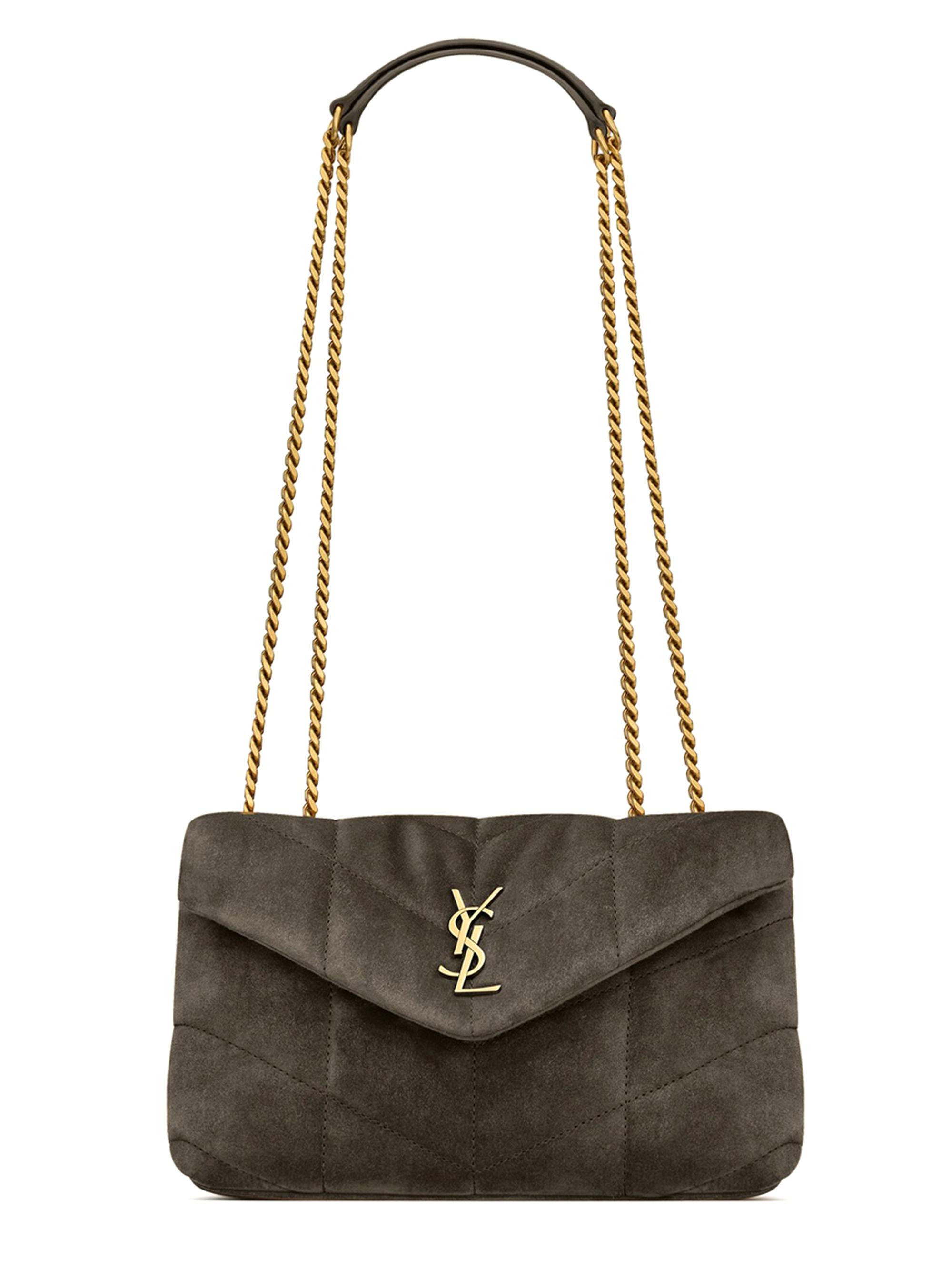 Saint Laurent Cassandre XXL Pouch on Chain in Suede | Saks Fifth