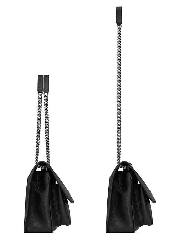 Saint Laurent Niki Medium Model Shoulder Bag in Black Leather and