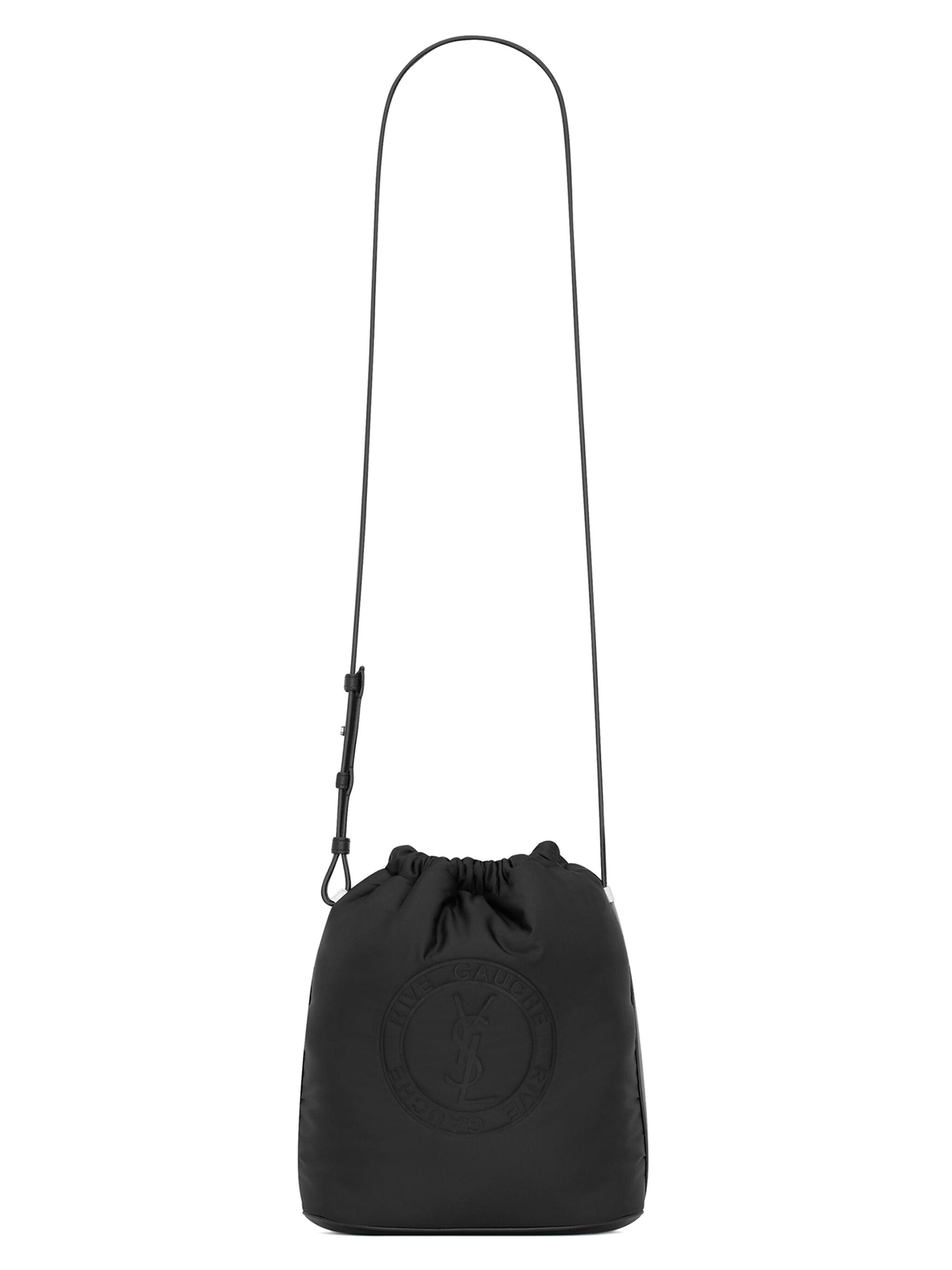 Saint Laurent Women's Rive Gauche Laced Bucket Bag In Econyl - Black