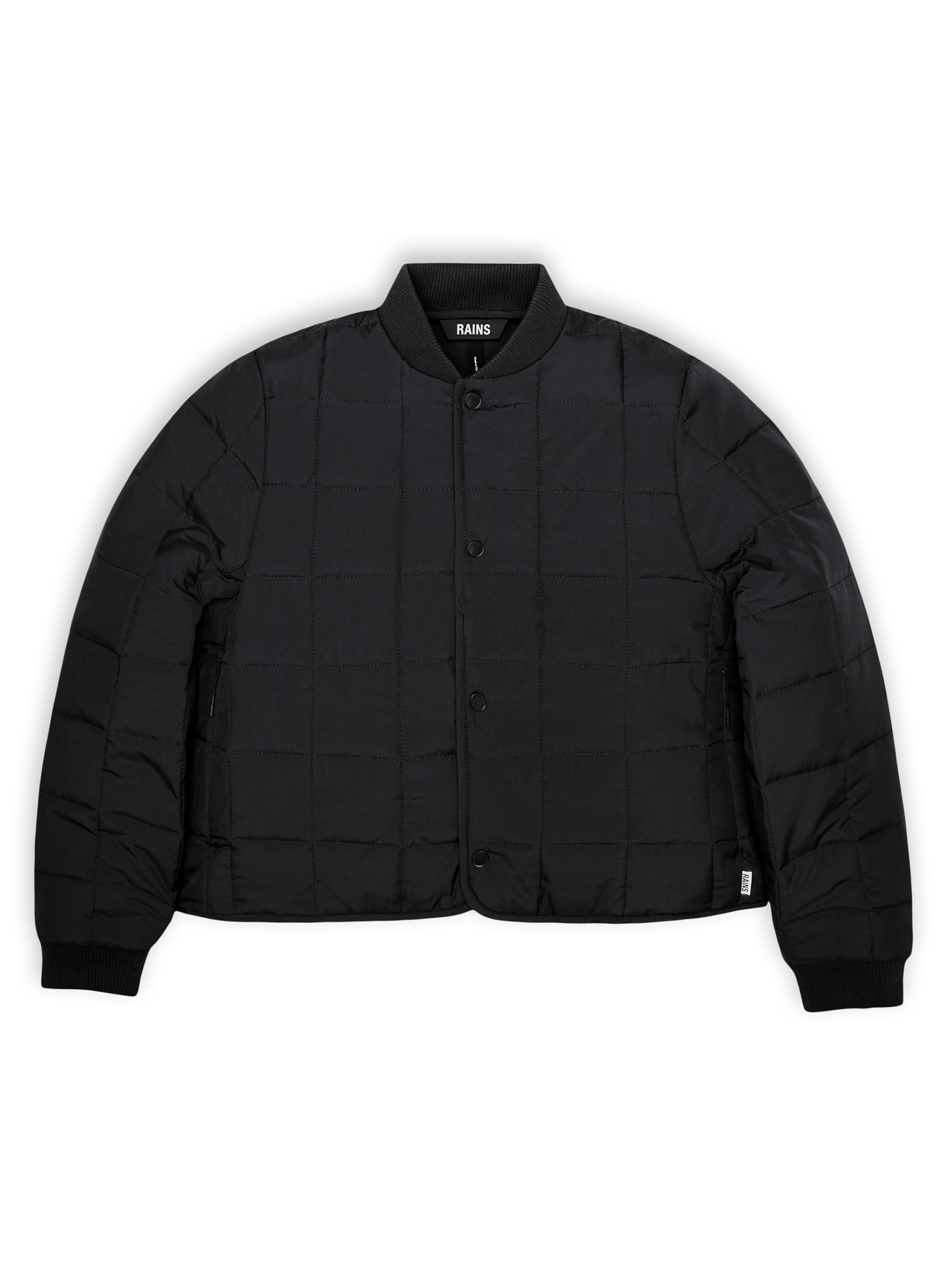 Rains Women's Drenched Quilted Ripstop Crop Bomber Jacket - Black