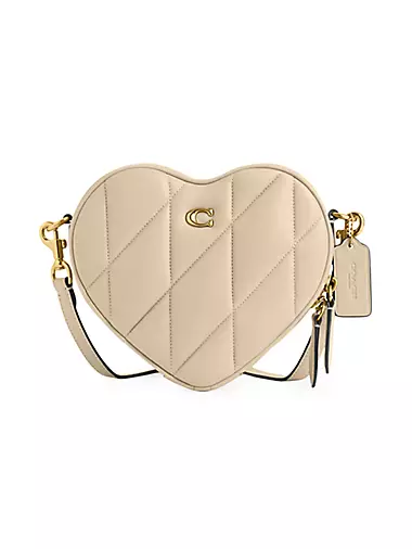 Quilted Leather Heart Crossbody Bag