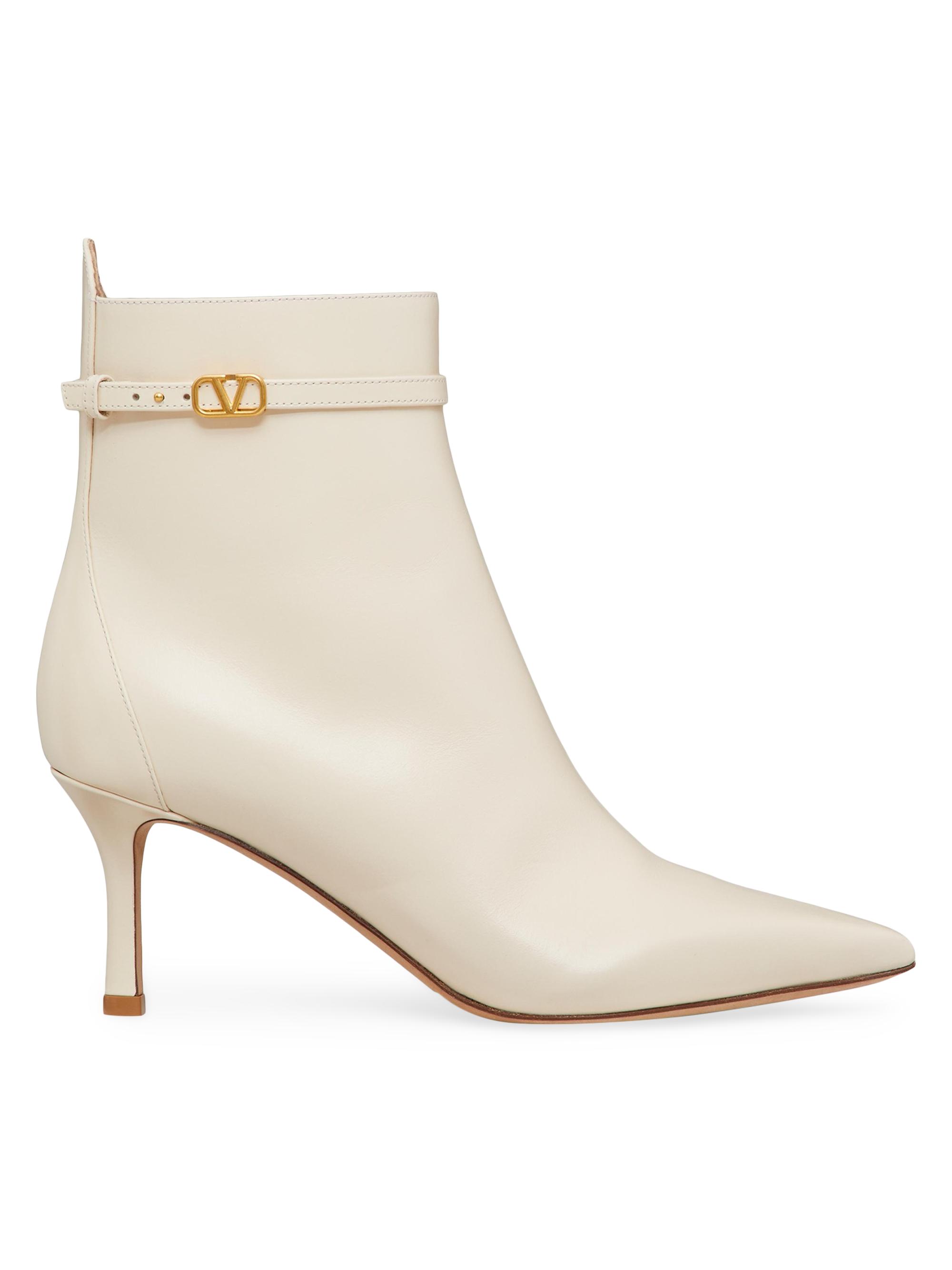 Valentino Garavani Women's Tan-Go Ankle Boots In Calfskin Leather - Light