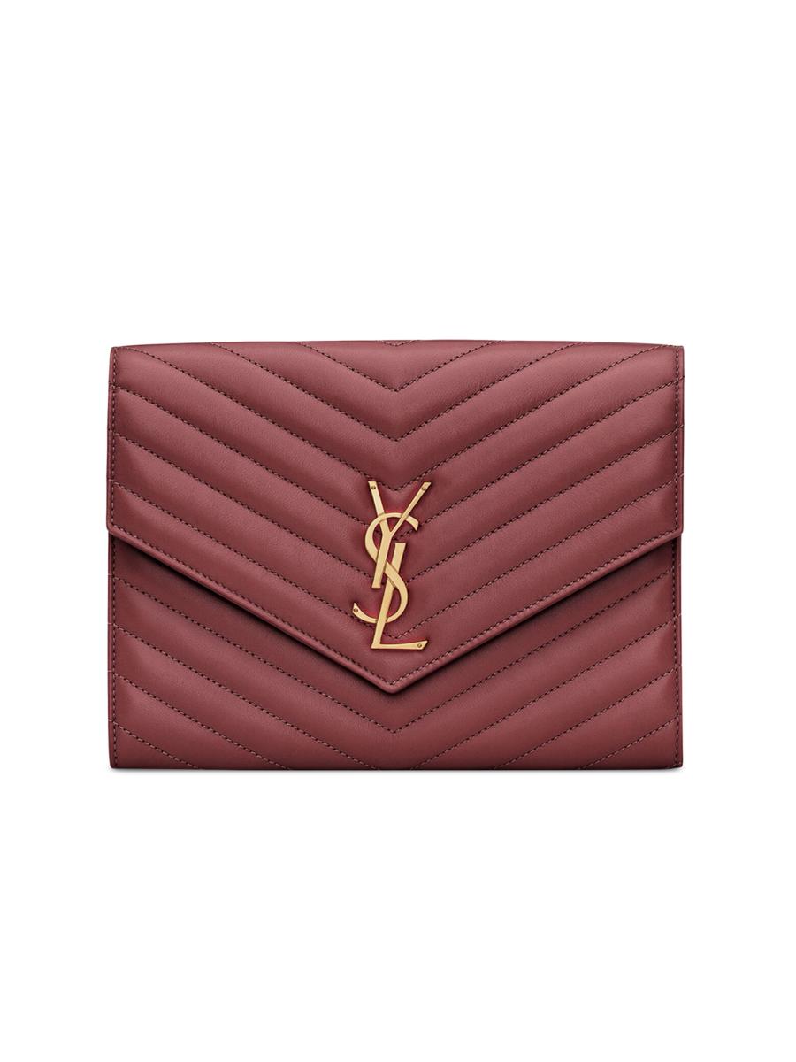 Saint Laurent Cassandre Matelassé Flap Pouch In Lambskin