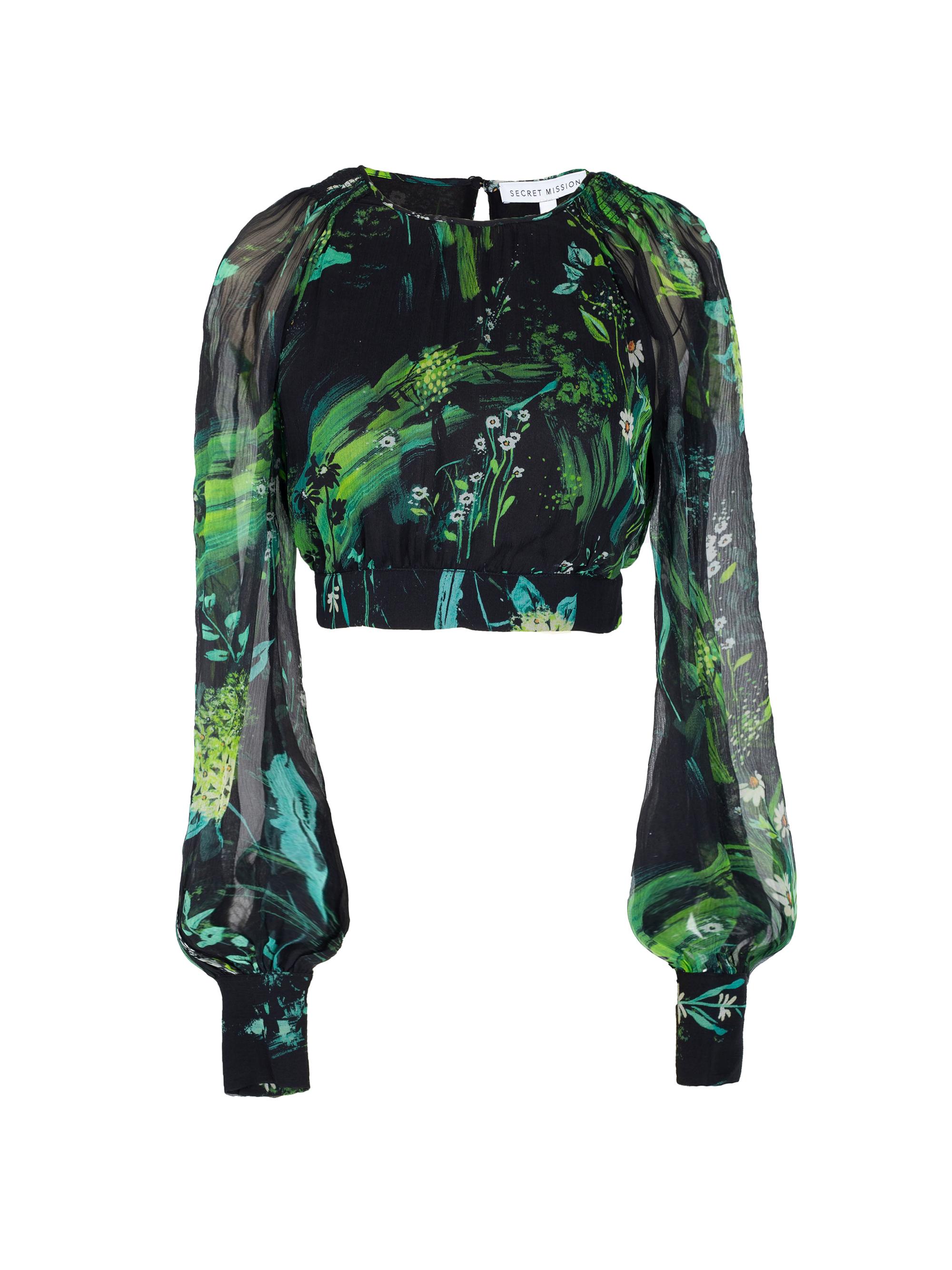 Secret Mission Women's Silk Ramona Blouse - Green Multi