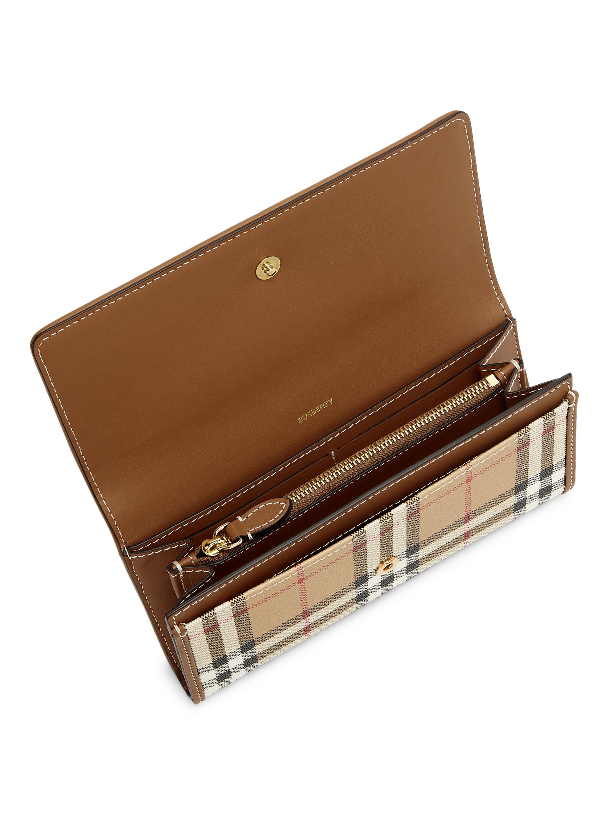 Burberry Halton Vintage Check Leather Continental Wallet Saks