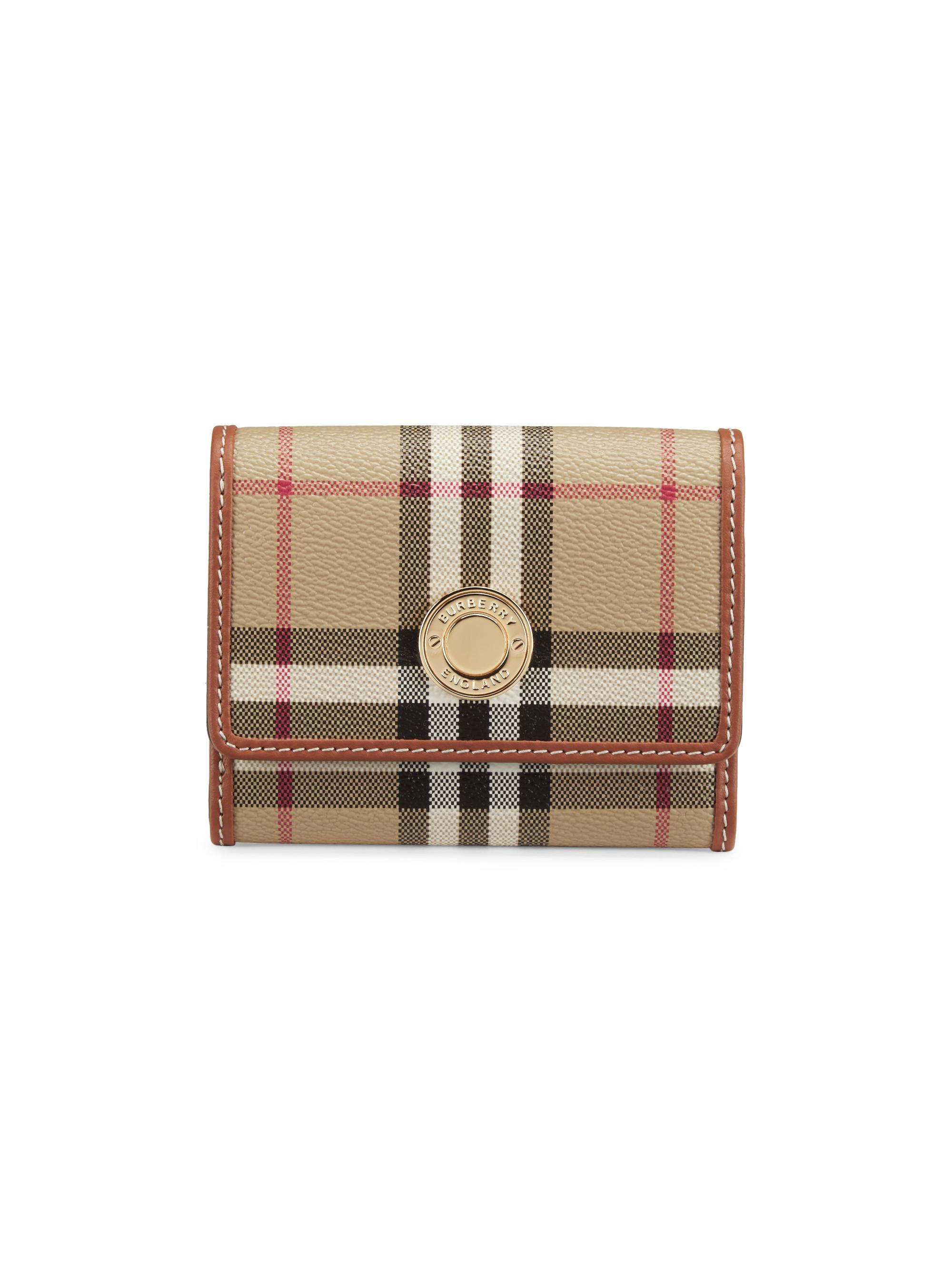 Burberry Women's Check & Leather Trifold Wallet - Beige