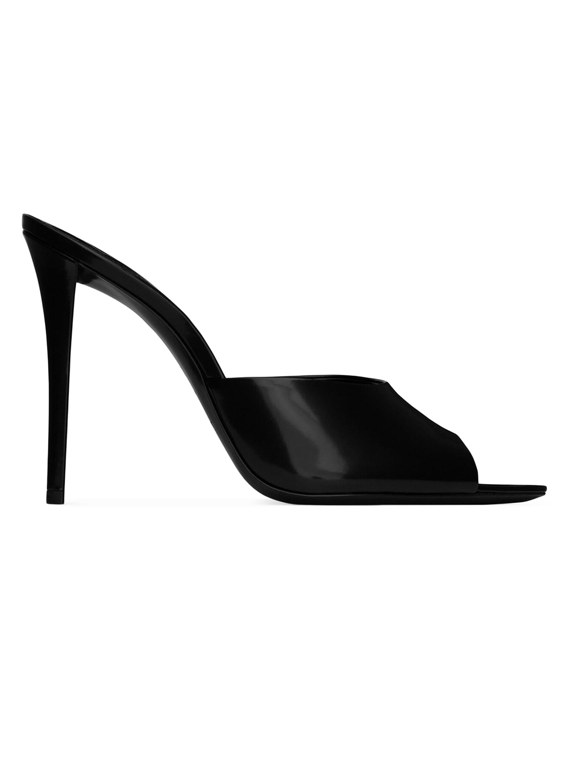 Saint Laurent Women's Goldie Mules In Glazed Leather - Black
