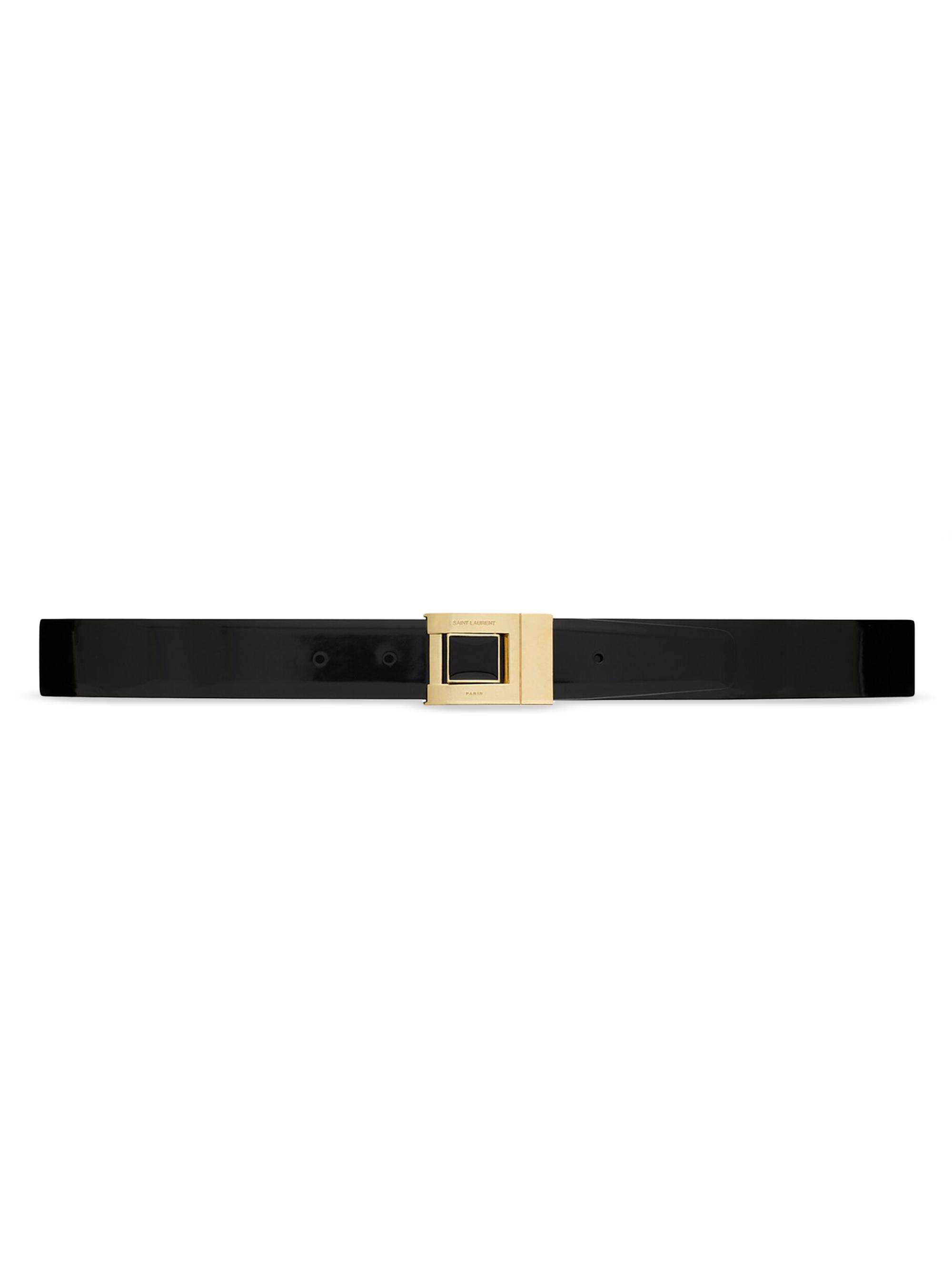 Saint Laurent Women's Buckle Belt in Shiny Leather - Black