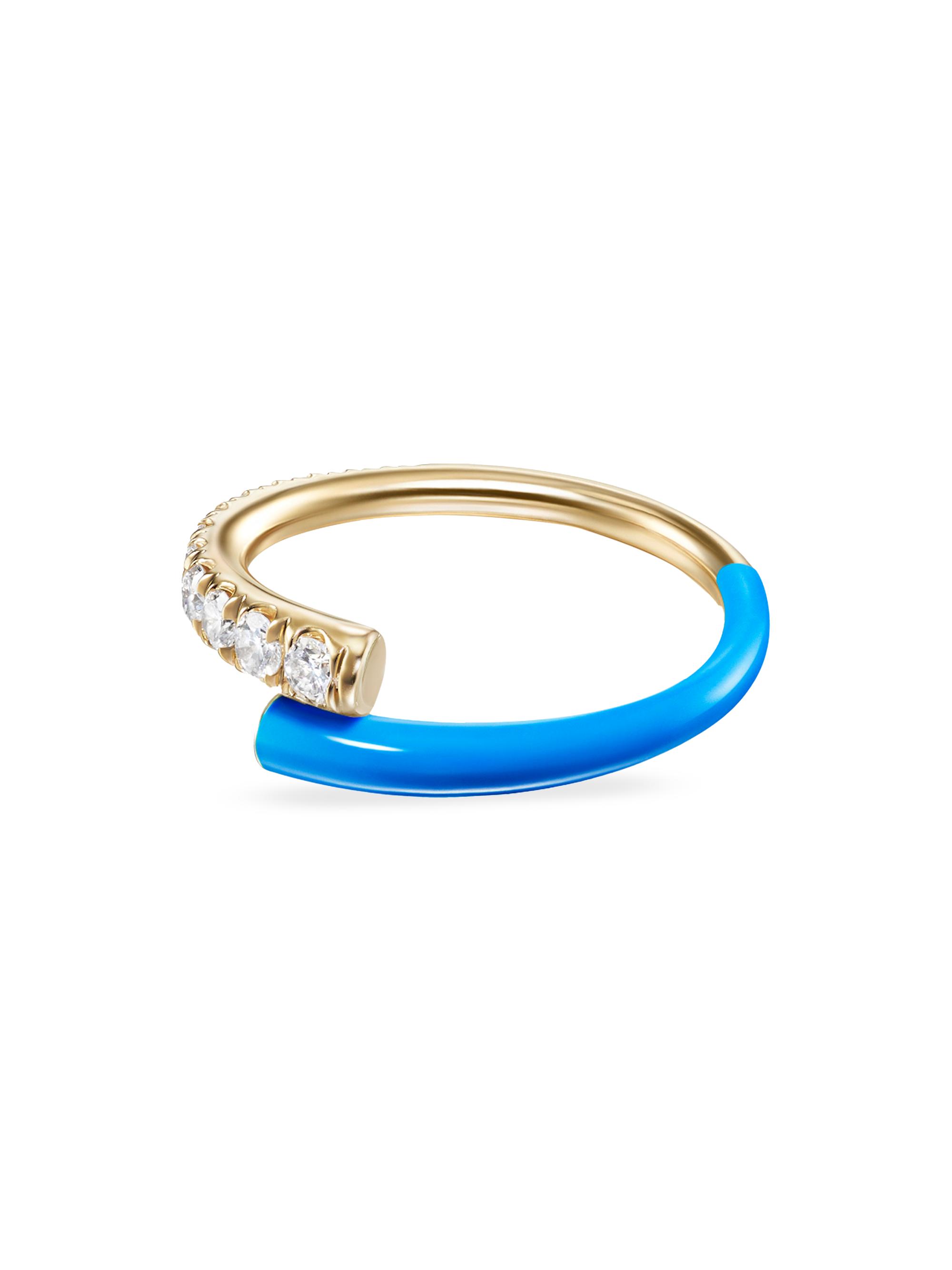 Melissa Kaye Women's Lola 18K Yellow Gold, Enamel & 0.29 TCW Diamond Bypass Ring - Yellow Gold