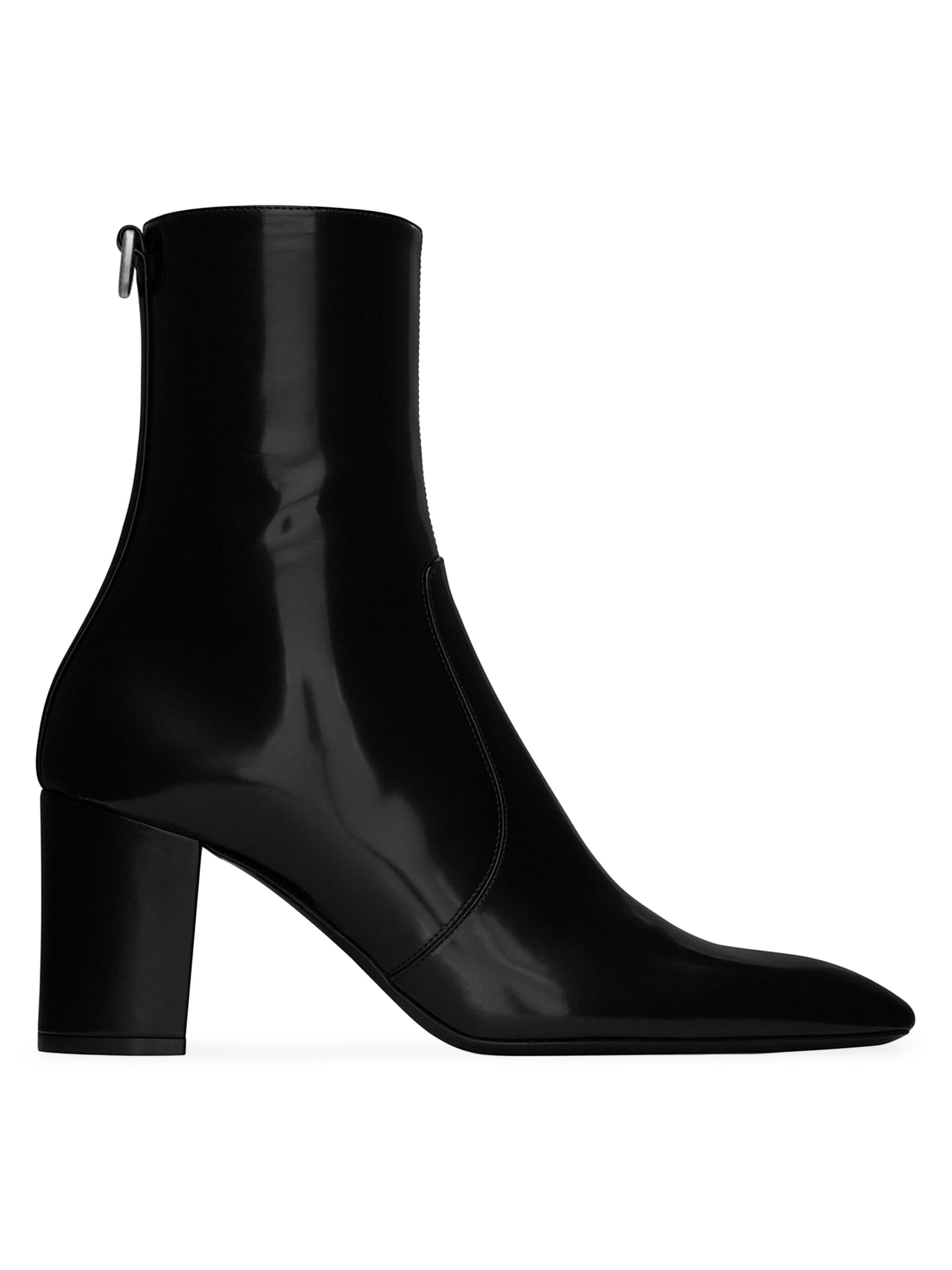 Saint Laurent Women's Betty Booties In Glazed Leather - Black