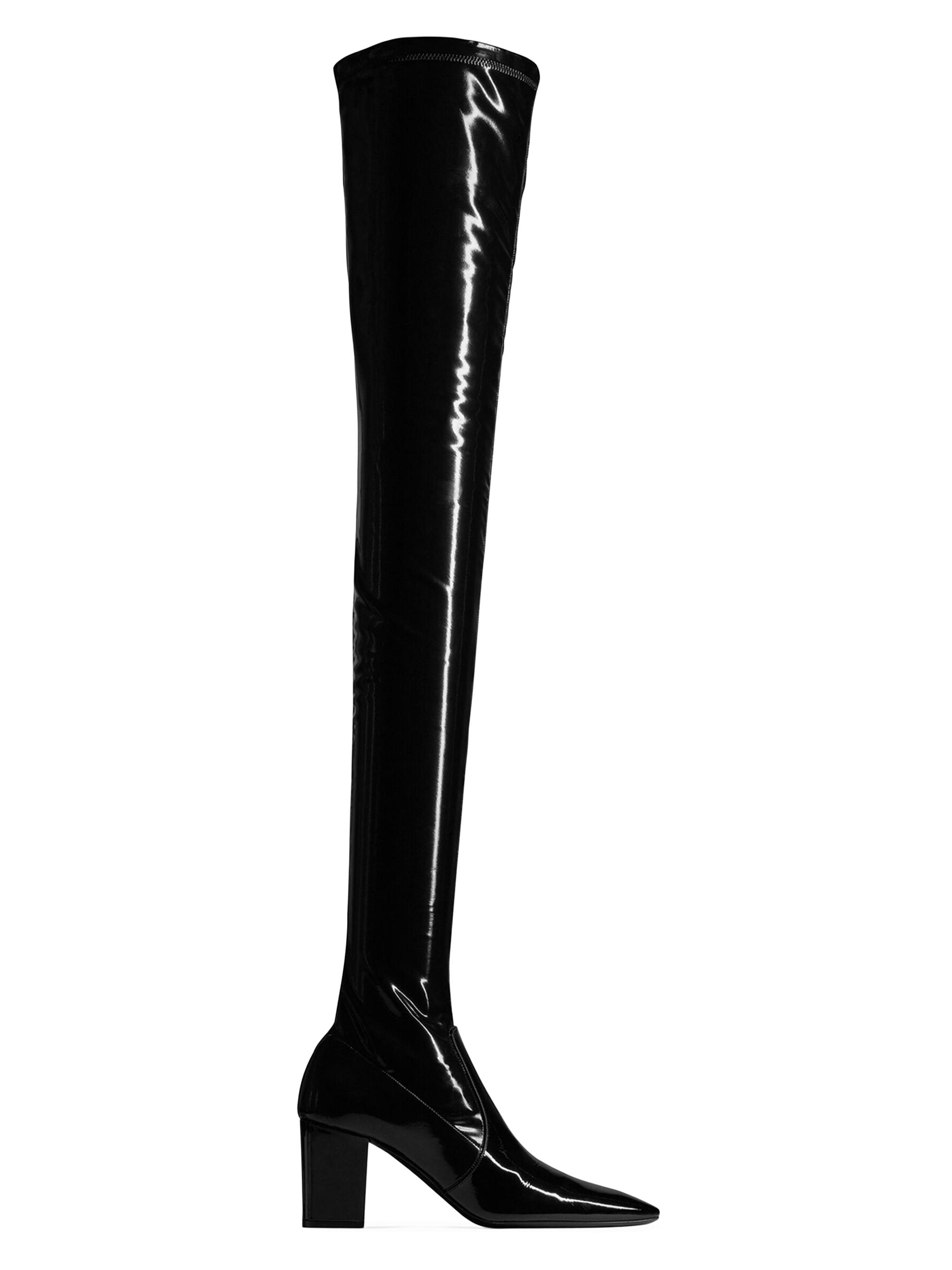 Saint Laurent Women's Betty Over-The-Knee Boots In Stretch Vinyl - Black