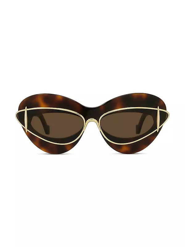 Loewe Double Frame Cat Eye Sunglasses, 67mm - Dark Havana/Brown Solid