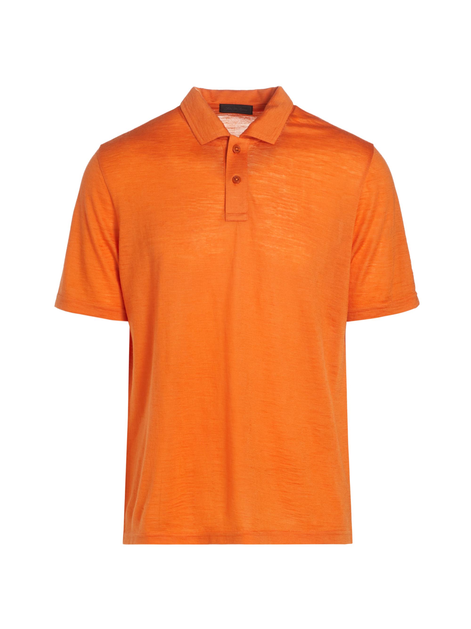 Saks Fifth Avenue Men's COLLECTION Shine Wool-Blend Polo Shirt - Tangerine