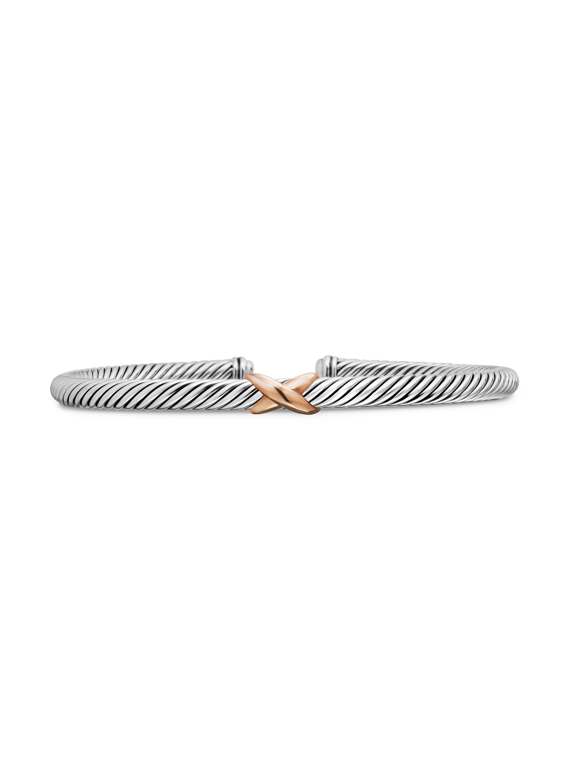 David Yurman Women's X Classic Cable Station Bracelet in Sterling Silver - Silver
