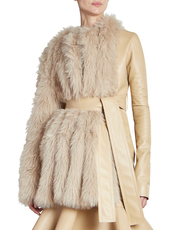 Shop Sacai Faux Fur & Leather Belted Coat | Saks Fifth Avenue Shop Sacai Faux Fur & Leather Belted Coat | Saks Fifth Avenue