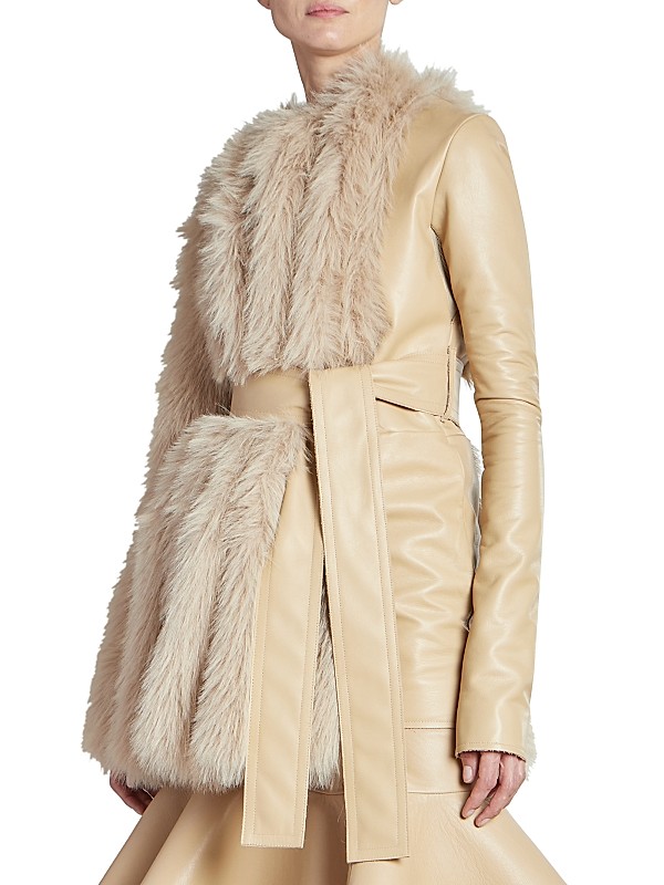 Shop Sacai Faux Fur & Leather Belted Coat | Saks Fifth Avenue Shop Sacai Faux Fur & Leather Belted Coat | Saks Fifth Avenue