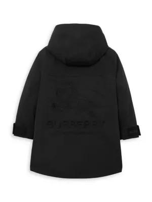 Burberry Corduroy Collar Nylon Twill Hooded Car Coat Black