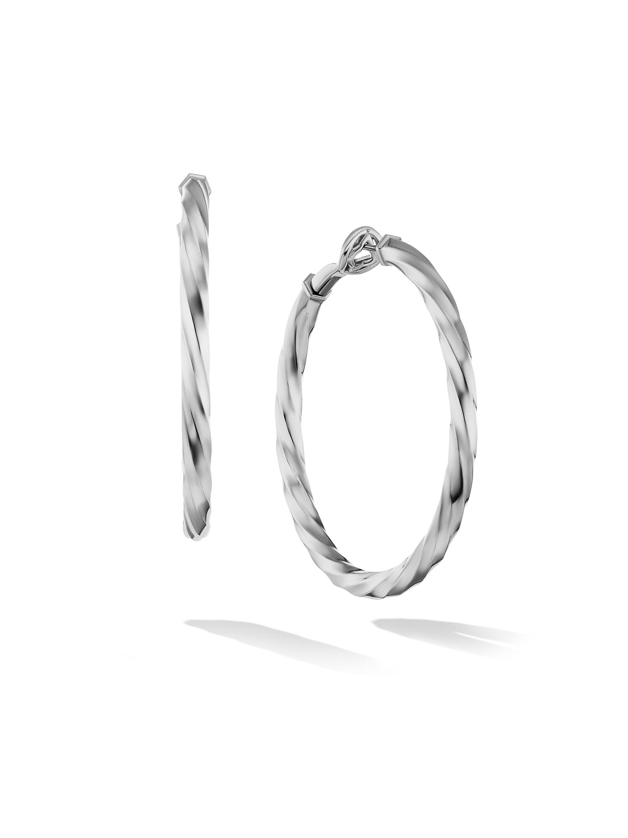 David Yurman Women's Cable Edge Hoop Earrings In Sterling Silver