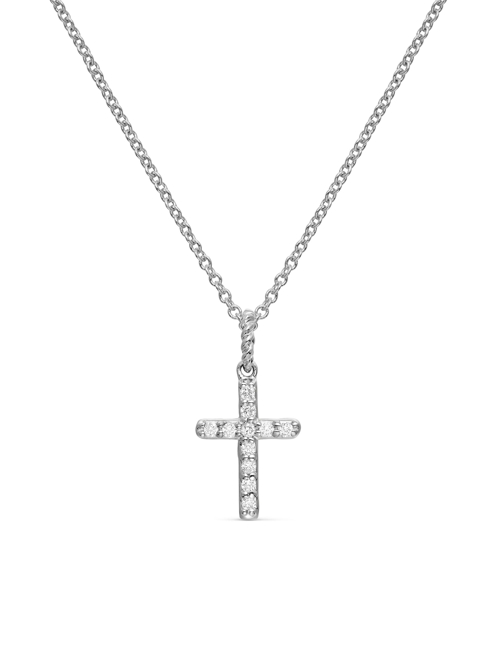David Yurman Women's Cable Collectibles Cross Necklace in K Gold - White Gold