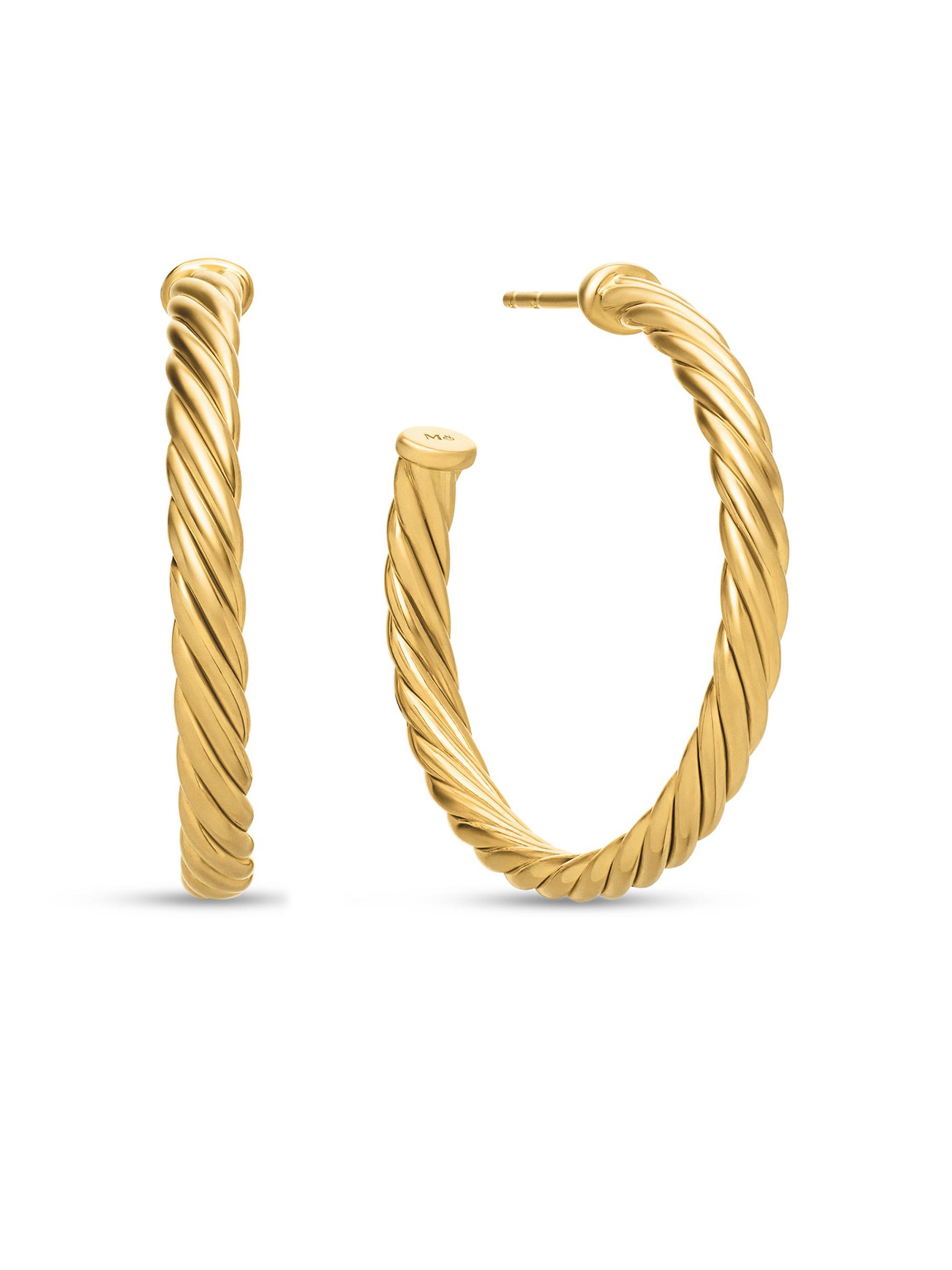 David Yurman Women's Cablespira Hoop Earrings in 18K Yellow Gold, 1in - Gold