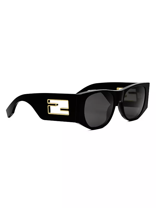 Baguette - Black acetate and metal sunglasses