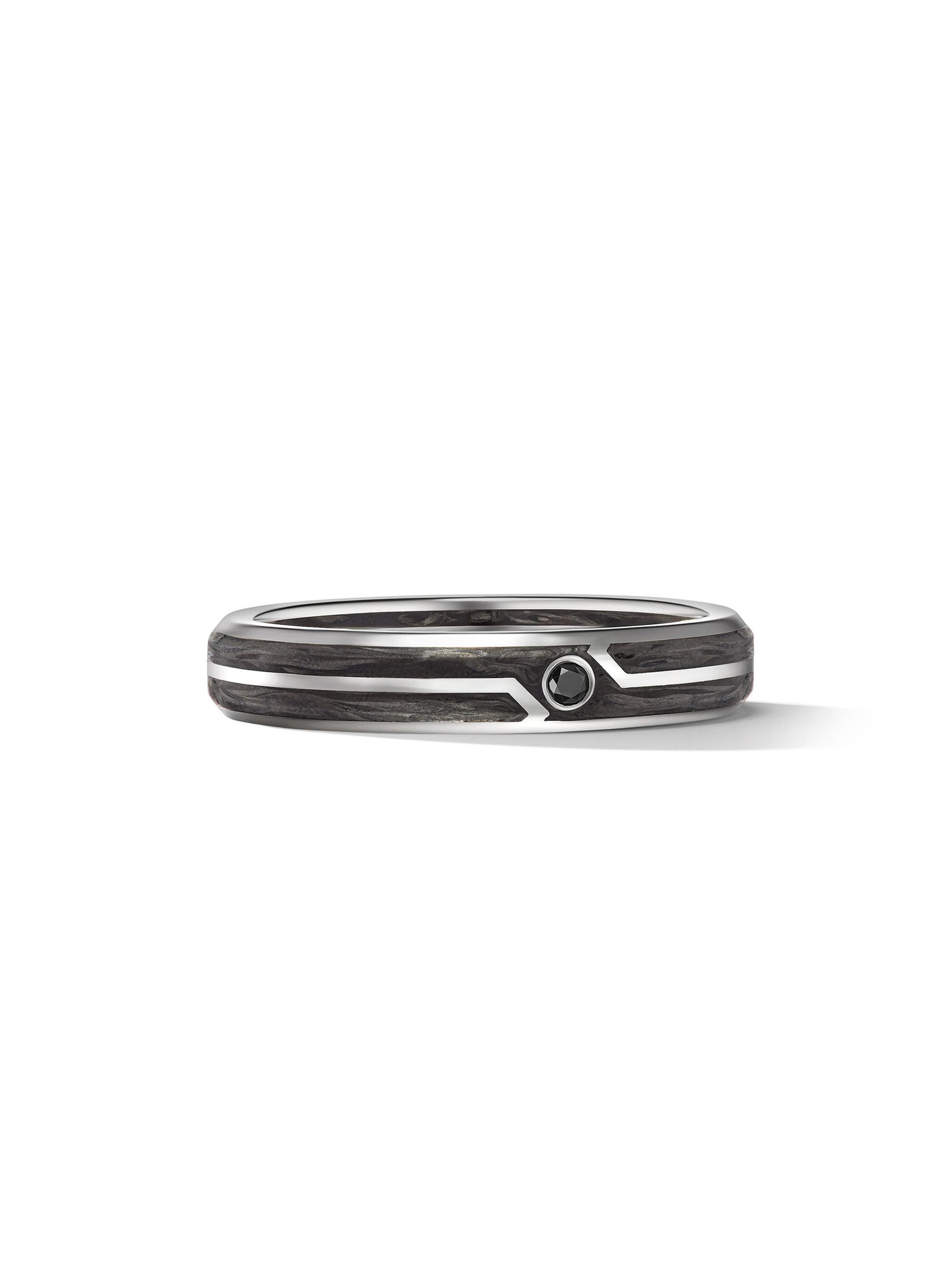 David Yurman Men's Forged Carbon Band Ring in 18K Yellow Gold - Black
