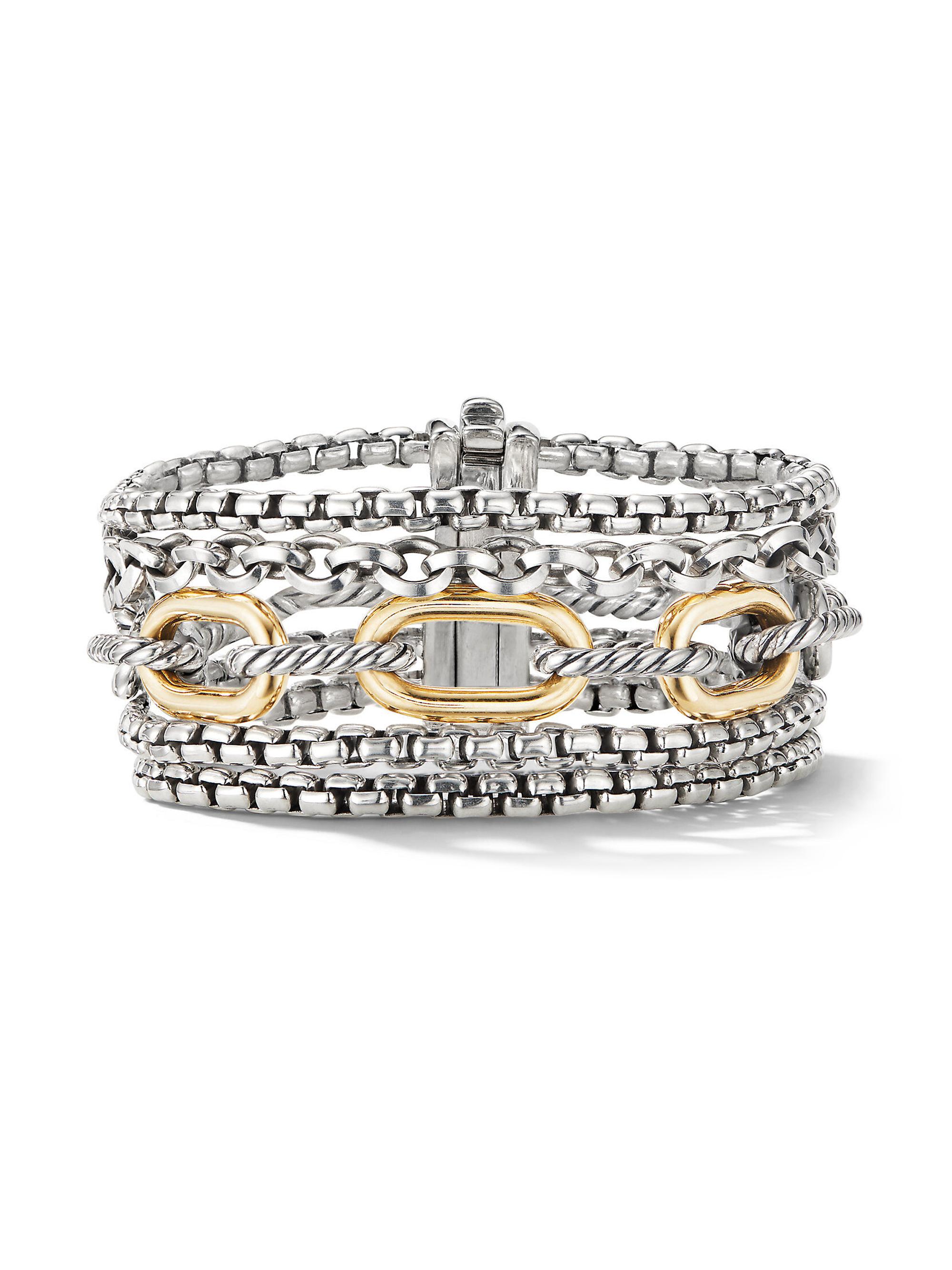 David Yurman Women's Multi Row Chain Bracelet with 18K Yellow Gold