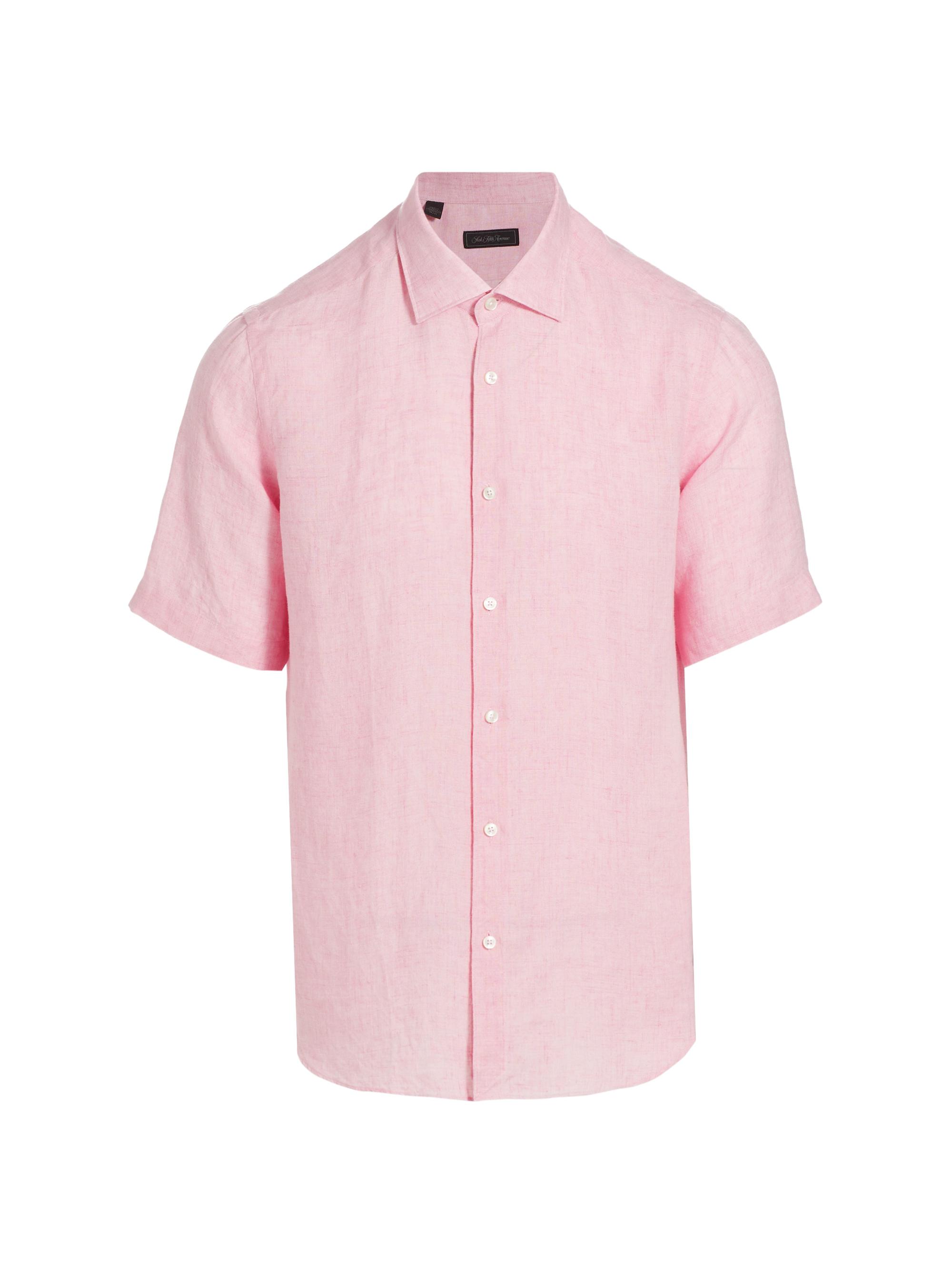 Saks Fifth Avenue Men's COLLECTION Linen Short-Sleeve Shirt - Light Pink
