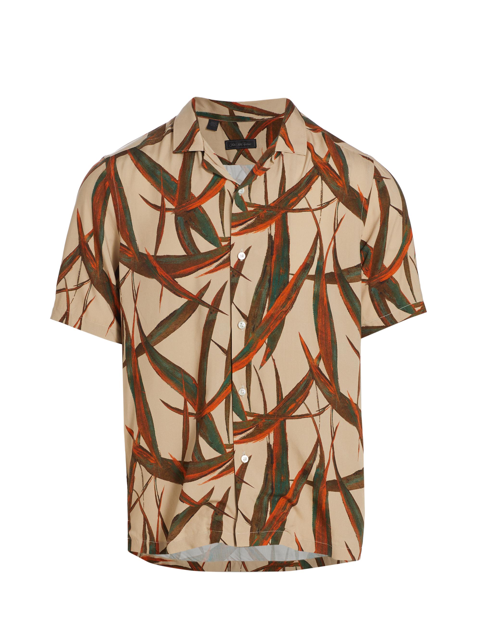 Saks Fifth Avenue Men's COLLECTION Aloe Leaf Print Camp Shirt - Cream