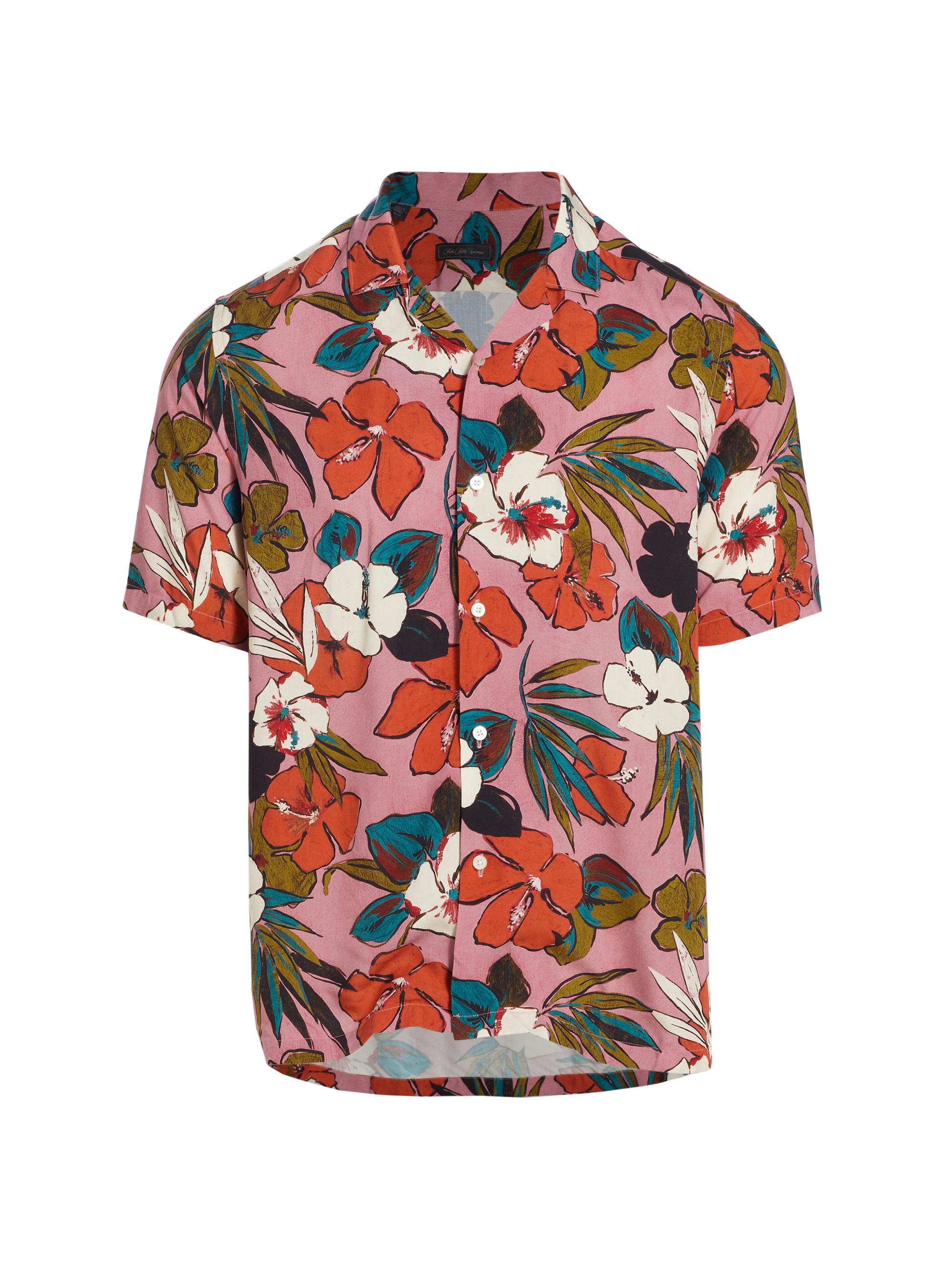 Saks Fifth Avenue Men's COLLECTION Tropical Floral Camp Shirt - Light Pink