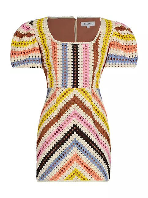 Elliatt Women's Labassa Striped Crochet Minidress - Size Small Neutral