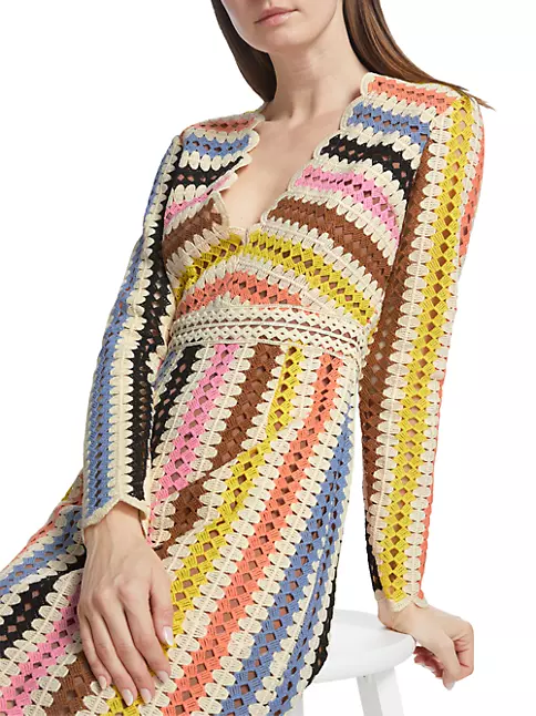 Shop Elliatt Halford Striped Crochet Dress