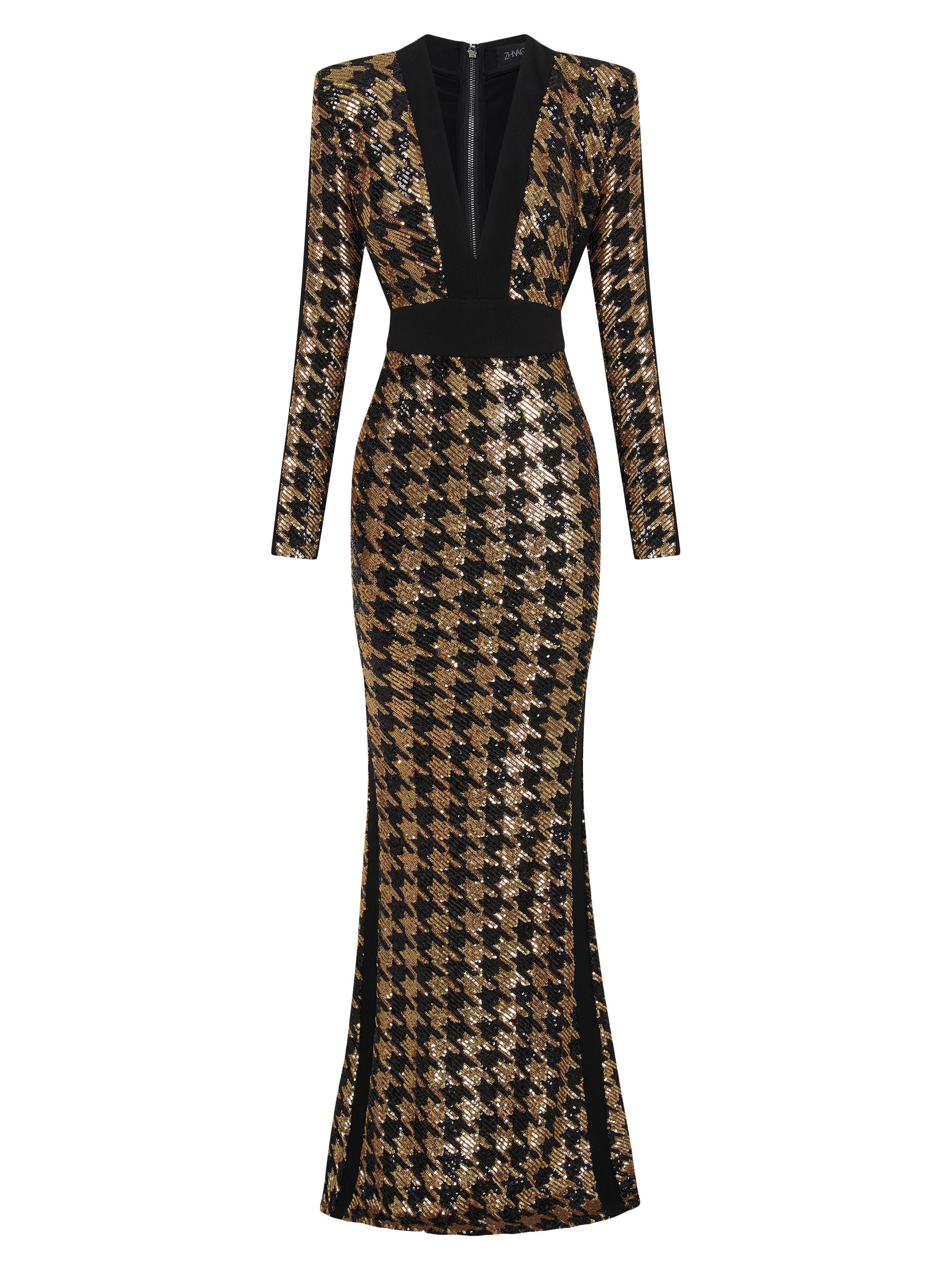 Zhivago Down In Flames Metallic Houndstooth Gown | Saks Fifth Avenue