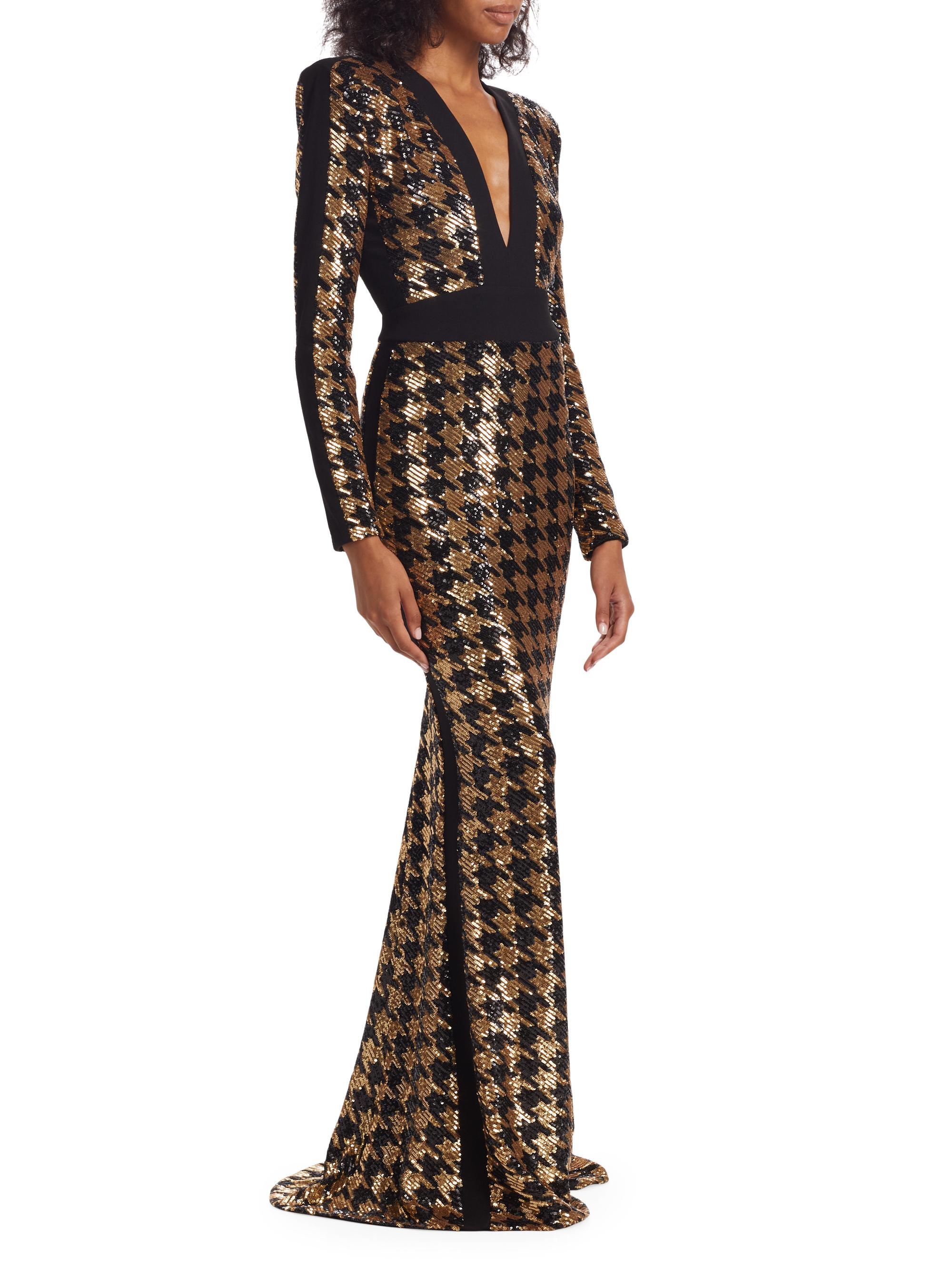 Zhivago Down In Flames Metallic Houndstooth Gown | Saks Fifth Avenue