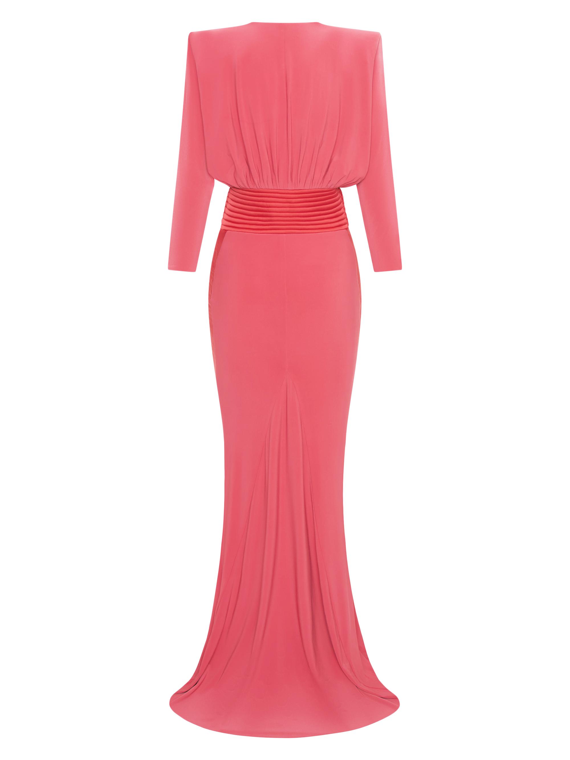 midi semi formal wedding guest dress with sleeves Mac Duggal Embellished Plunge Neck Bishop Sleeve Dress, 8 / Midnight