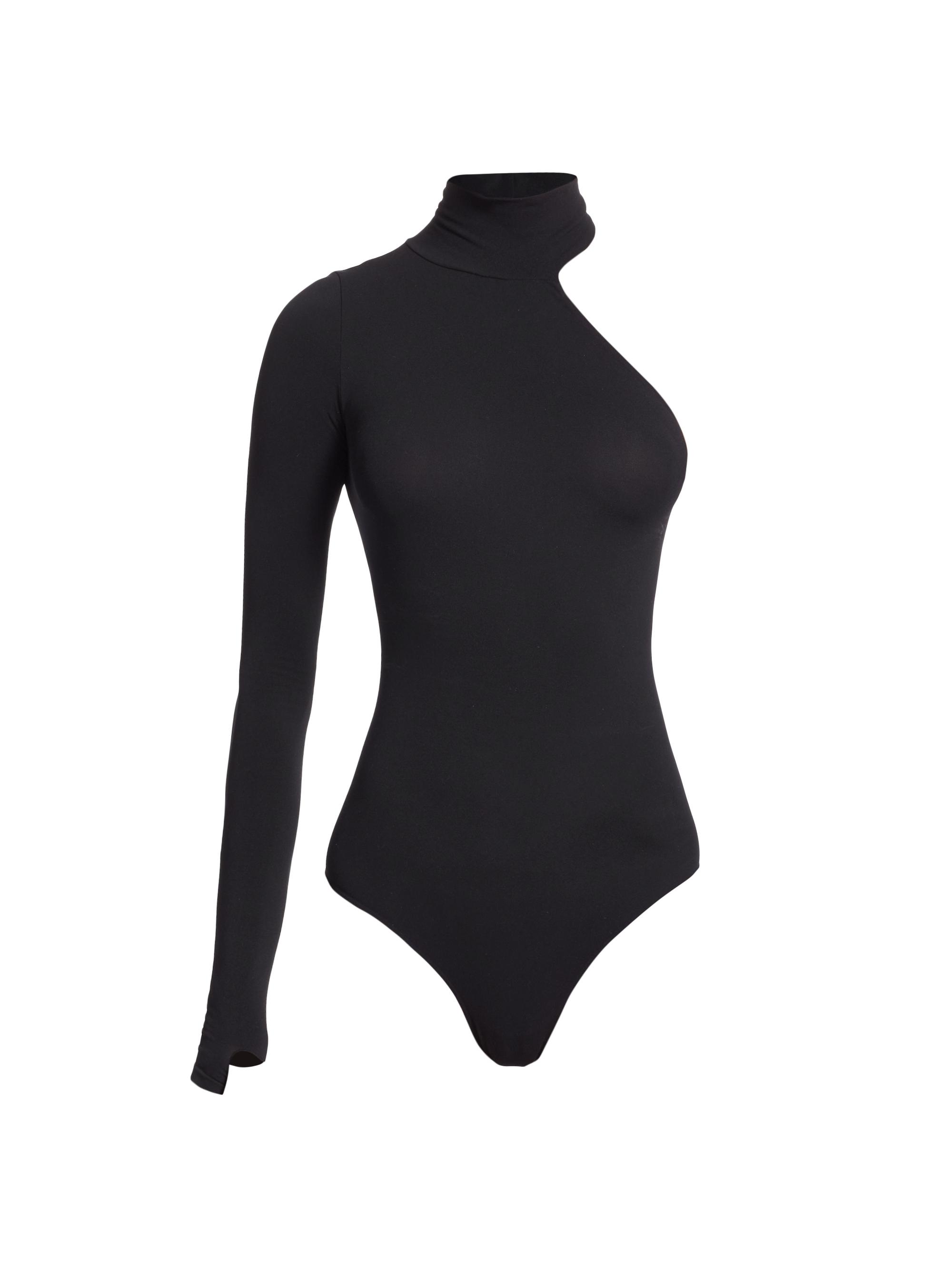 Commando Women's One-Shoulder Turtleneck Bodysuit - Black
