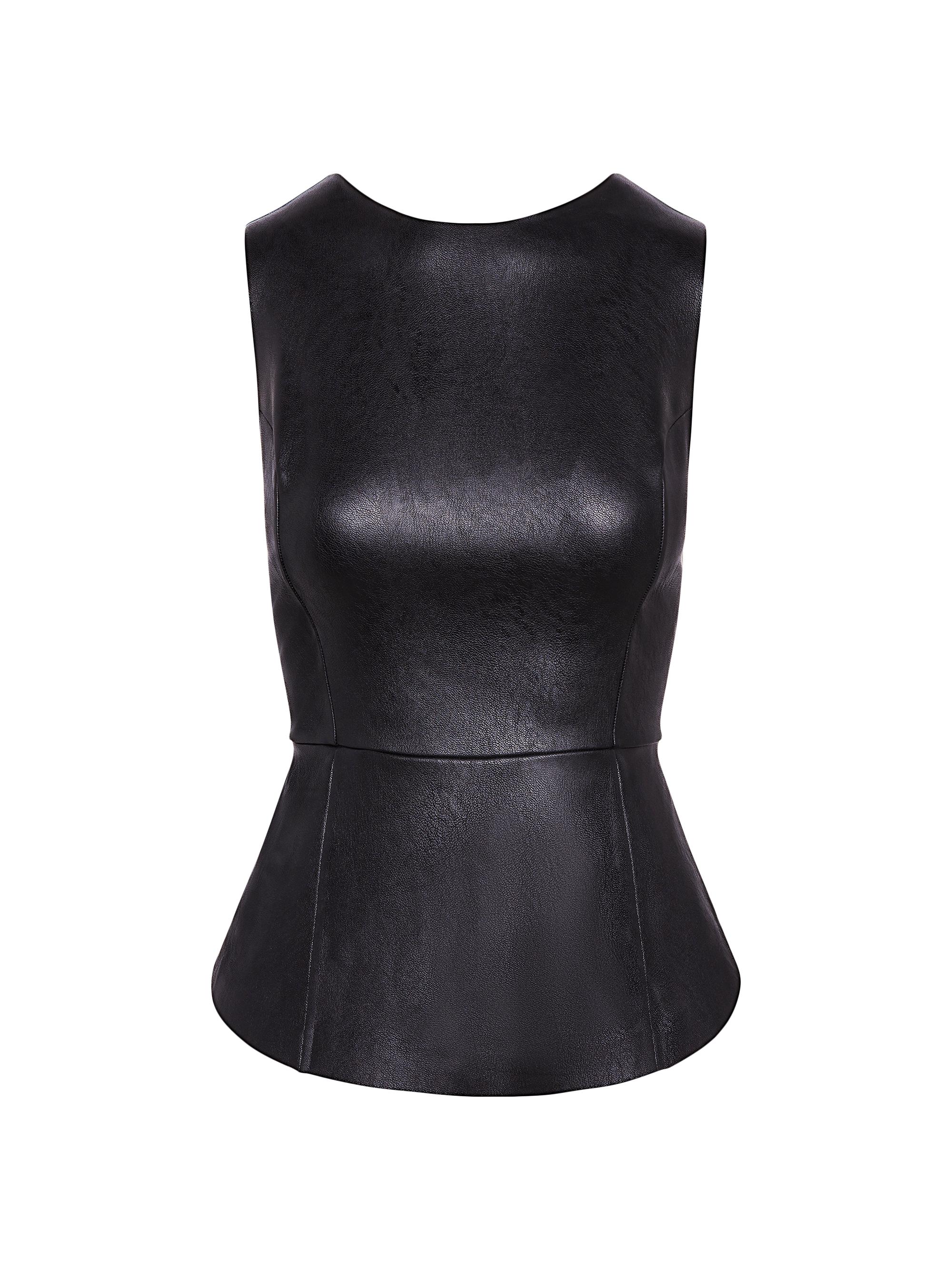 Commando Women's Faux Leather Peplum Top - Black