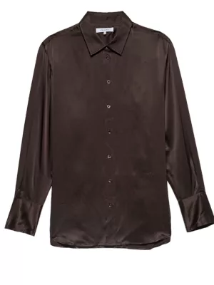 Shop Frame The Oversized Silk Shirt | Saks Fifth Avenue