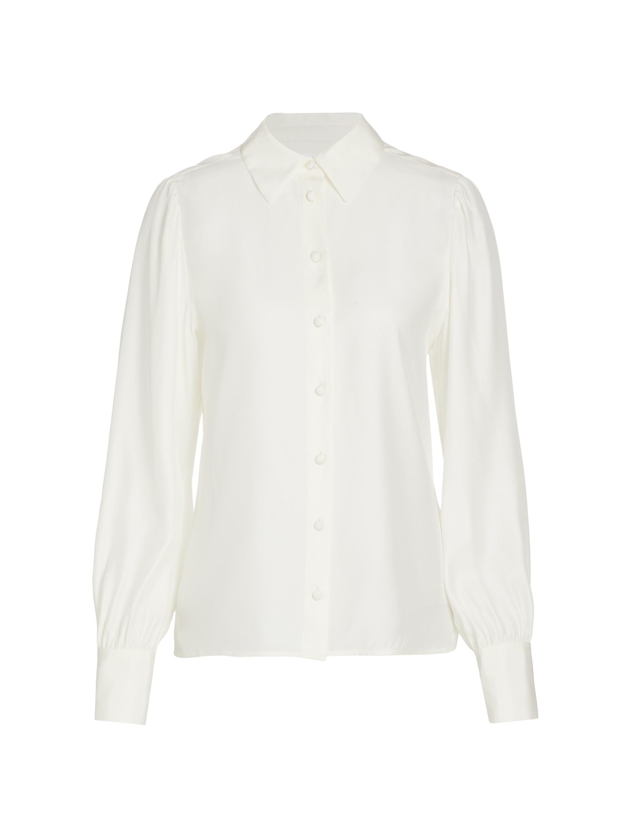 Frame Women's Victorian Button-Front Silk Blouse - Off White