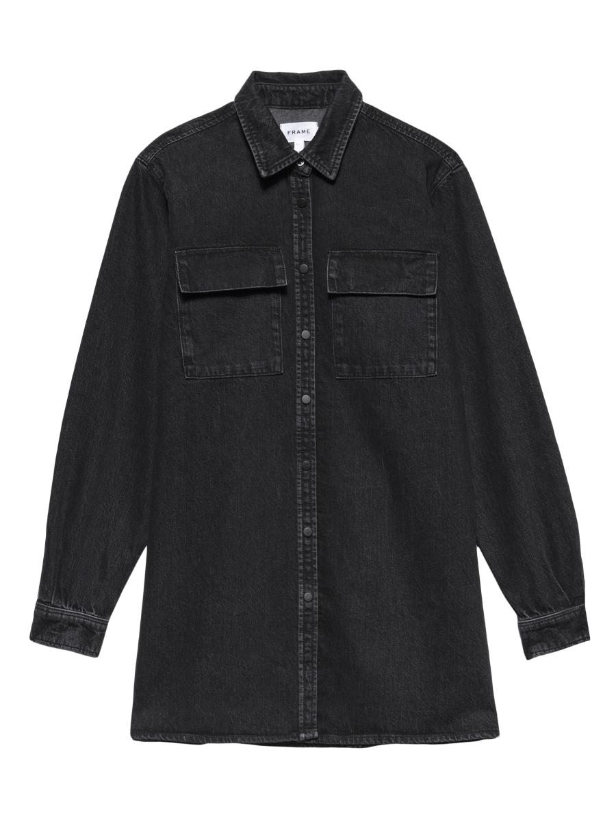frame a line shirt dress A-Line Denim Shirtdress Dresses_Swing Clothing : Midi Dresses Size:18 PALE BLUE POLKA DOT