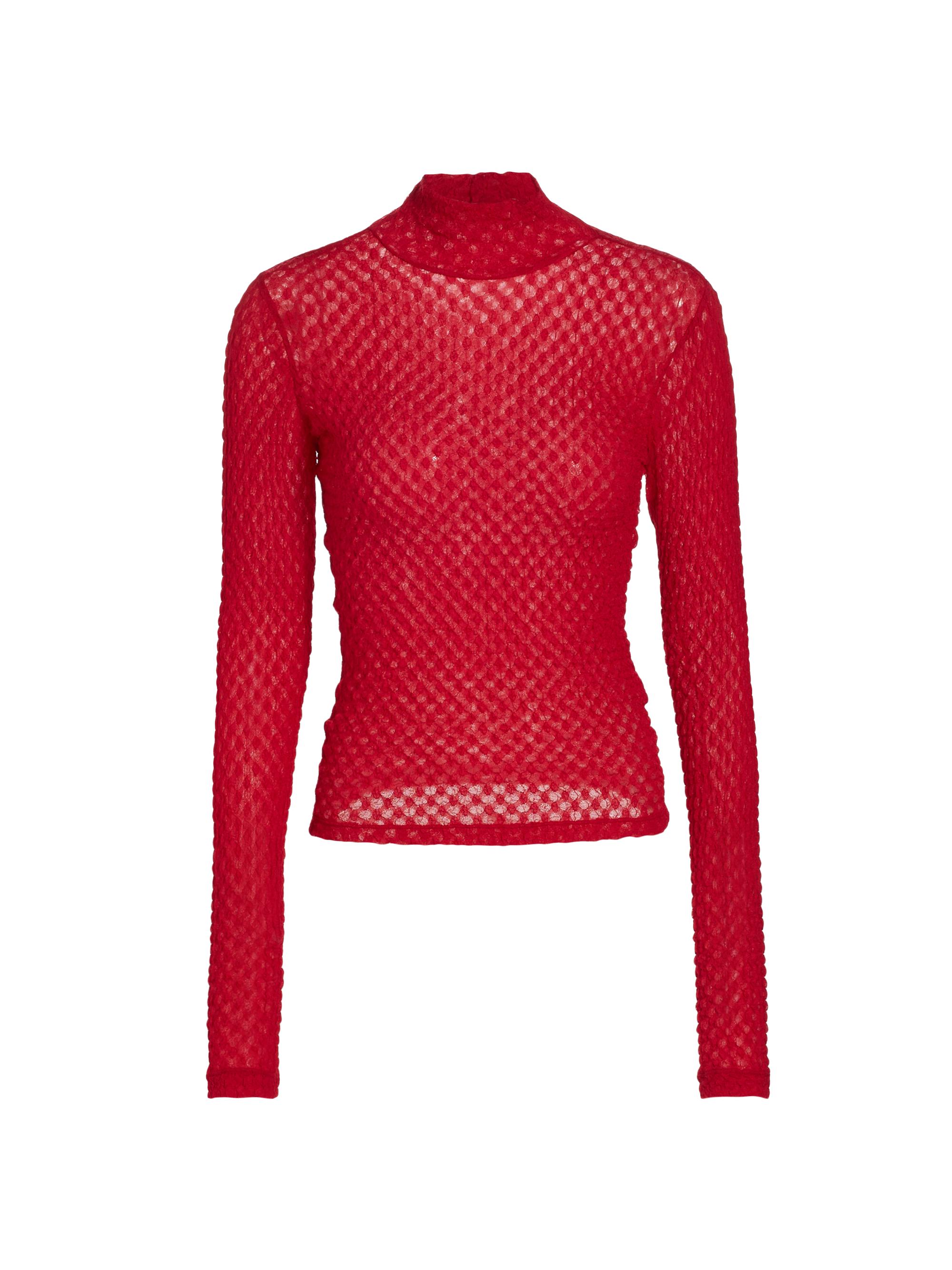 Frame Textured Mesh Mock-Turtleneck Top | Saks Fifth Avenue