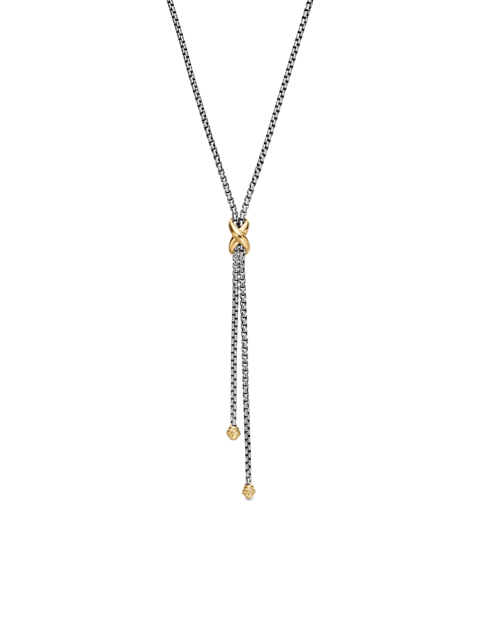 David Yurman Women's Petite X Lariat Necklace in Sterling Silver with 18K Yellow Gold - Silver