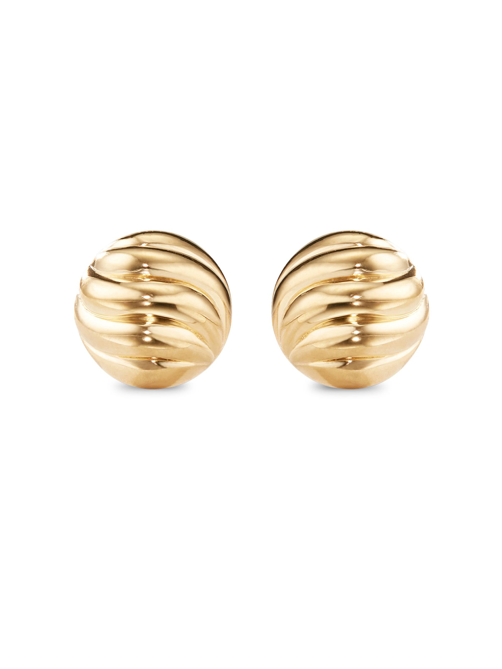 David Yurman Women's Sculpted Cable Stud Earrings in 18K Yellow Gold, 8mm - Gold