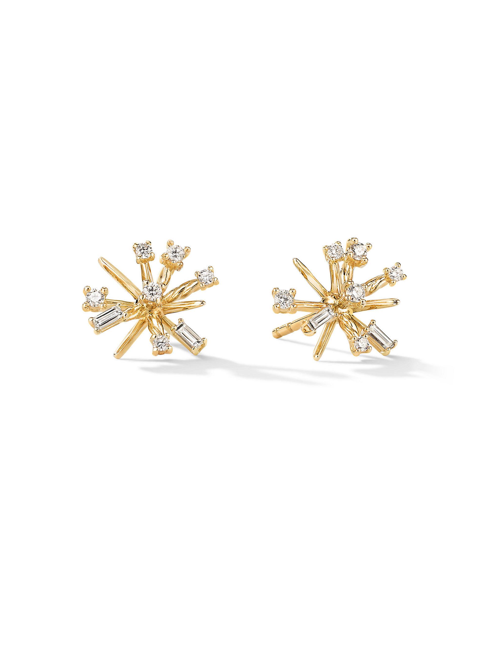 David Yurman Women's Petite Supernova Stud Earrings in 18K Yellow Gold with Diamonds - Gold