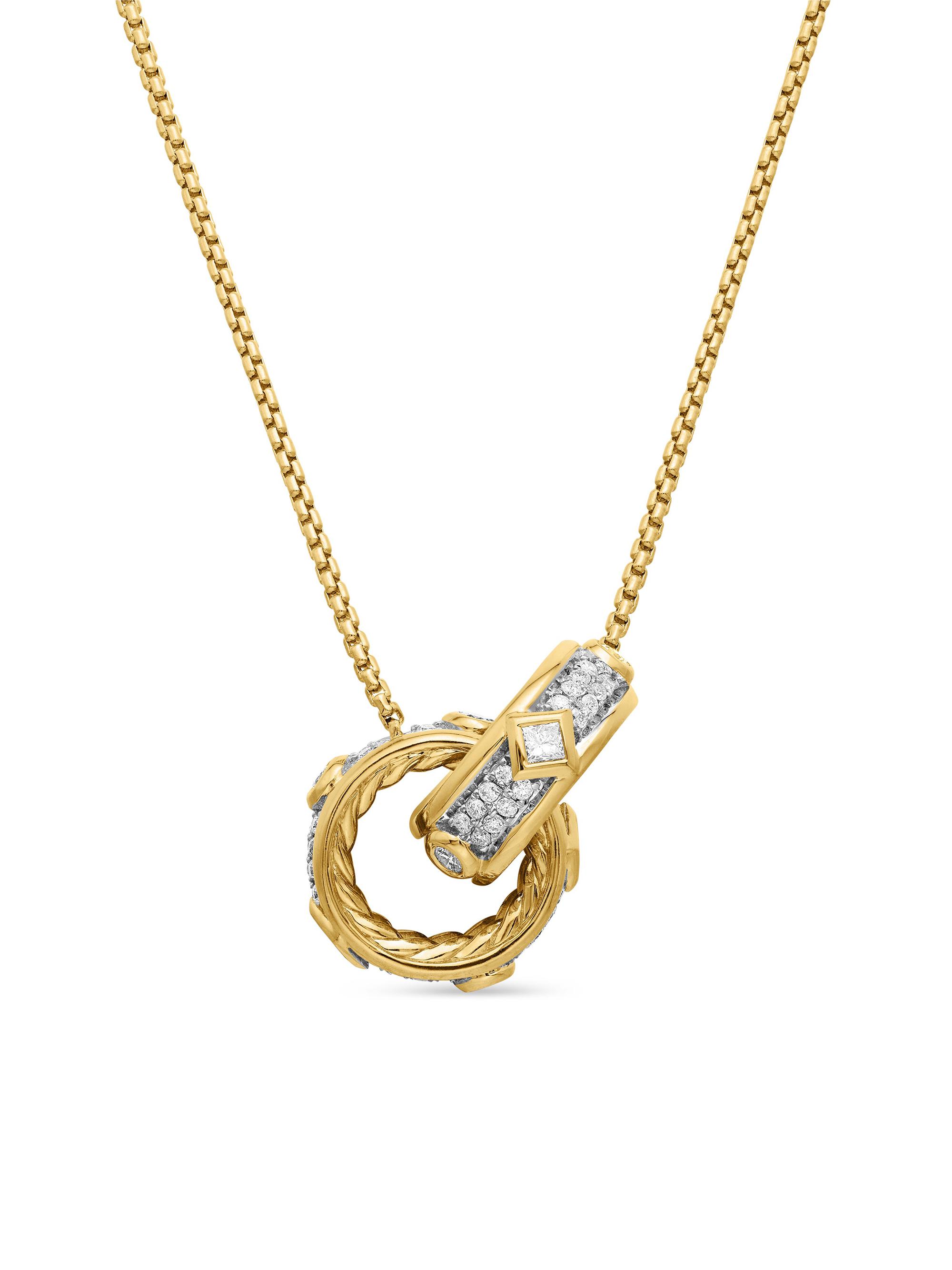David Yurman Women's Modern Renaissance Double Pendant Necklace in 18K Yellow Gold - Diamond