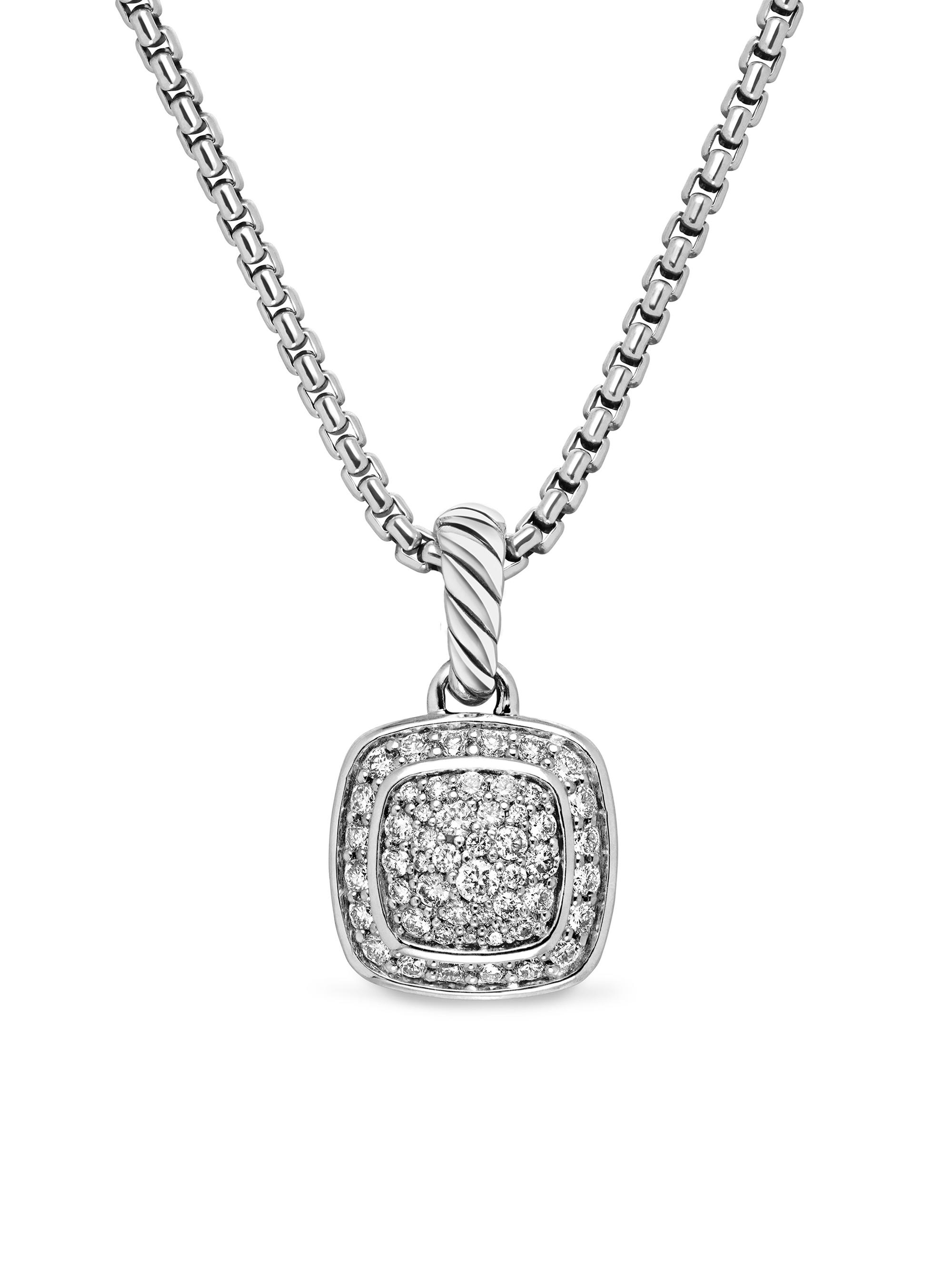 David Yurman Women's Petite Albion Pendant Necklace in Sterling Silver with Pavé Diamonds, 7mm - Diamond