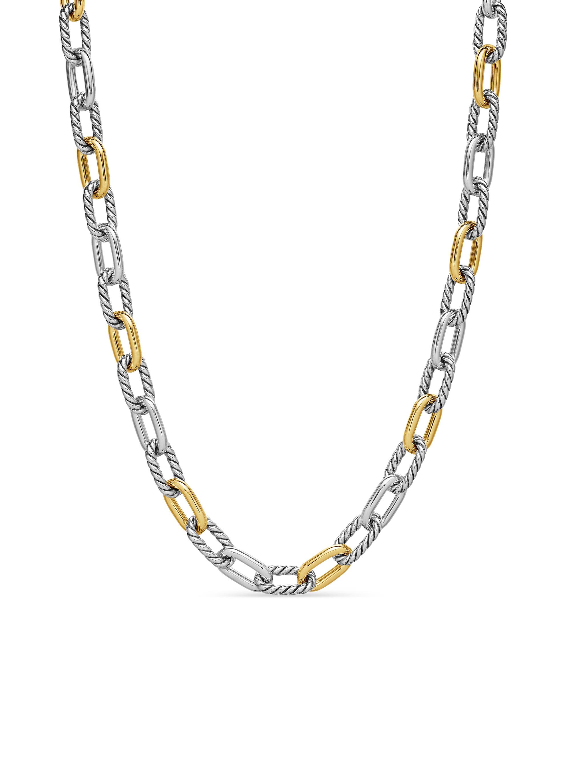 David Yurman Women's Madison Chain Necklace in Sterling Silver with K Yellow Gold