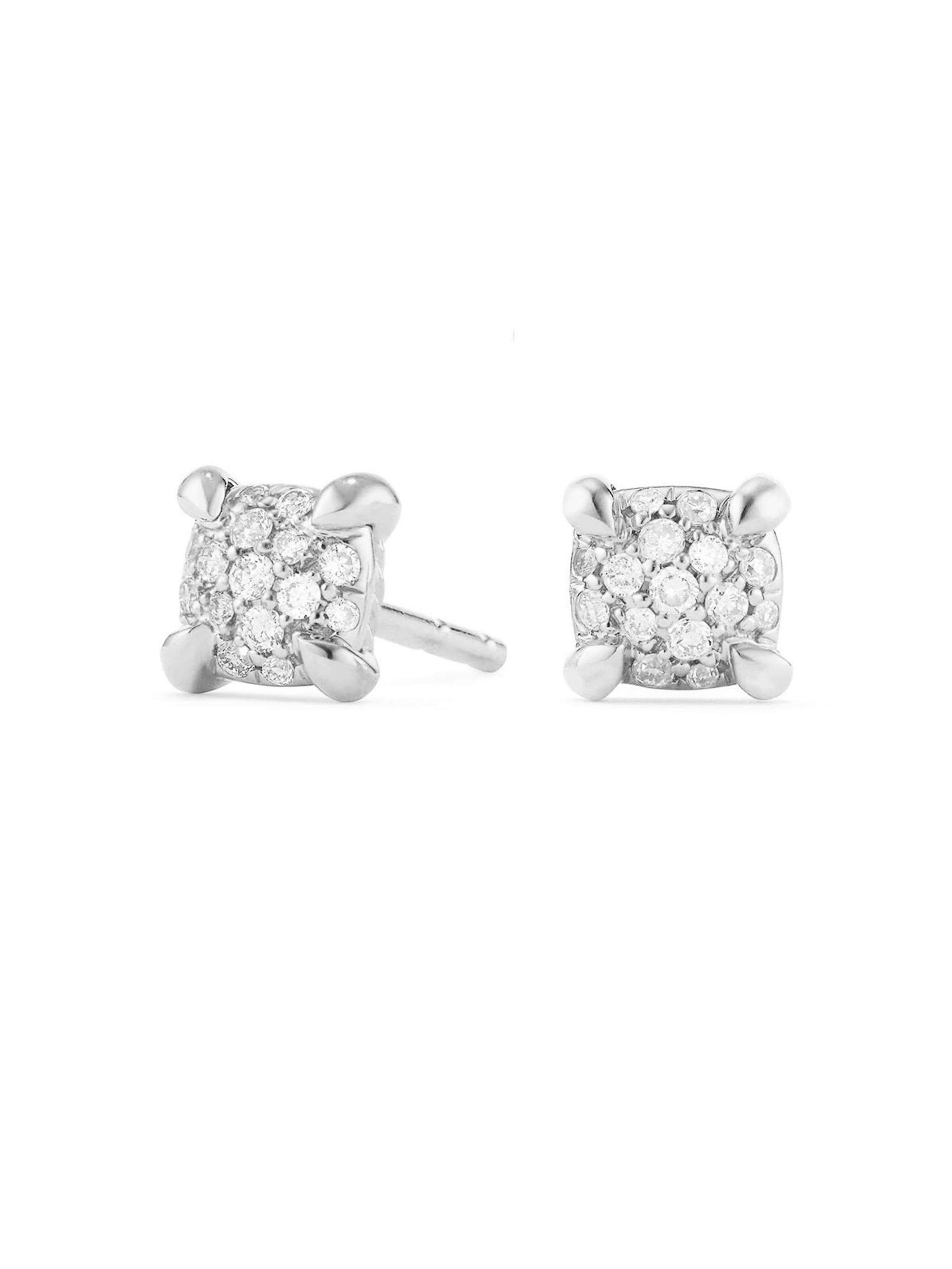David Yurman Women's Petite Chatelaine Stud Earrings in 18K White Gold with Pavé Diamonds, 5mm - Diamond